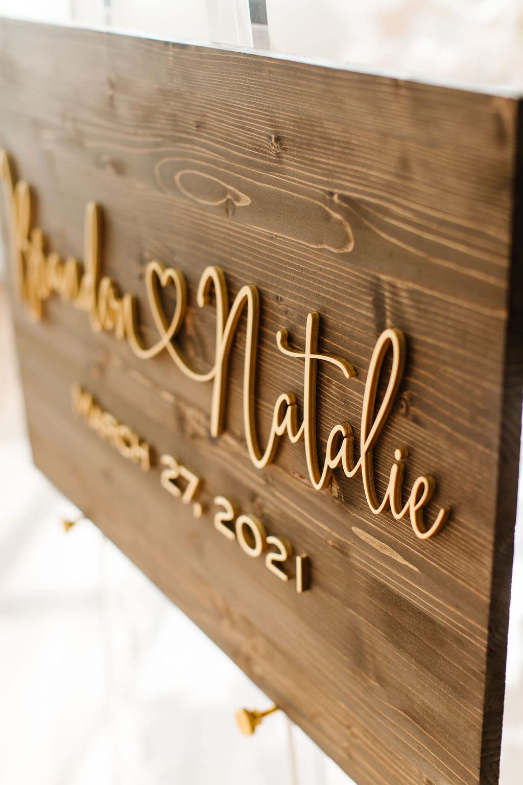 Custom 3D Wooden Wedding Welcome Sign - 18x24 Inches, Black & Gold Lettering - Perfect for Wedding Receptions, Bridal Showers & Anniversary Celebrations