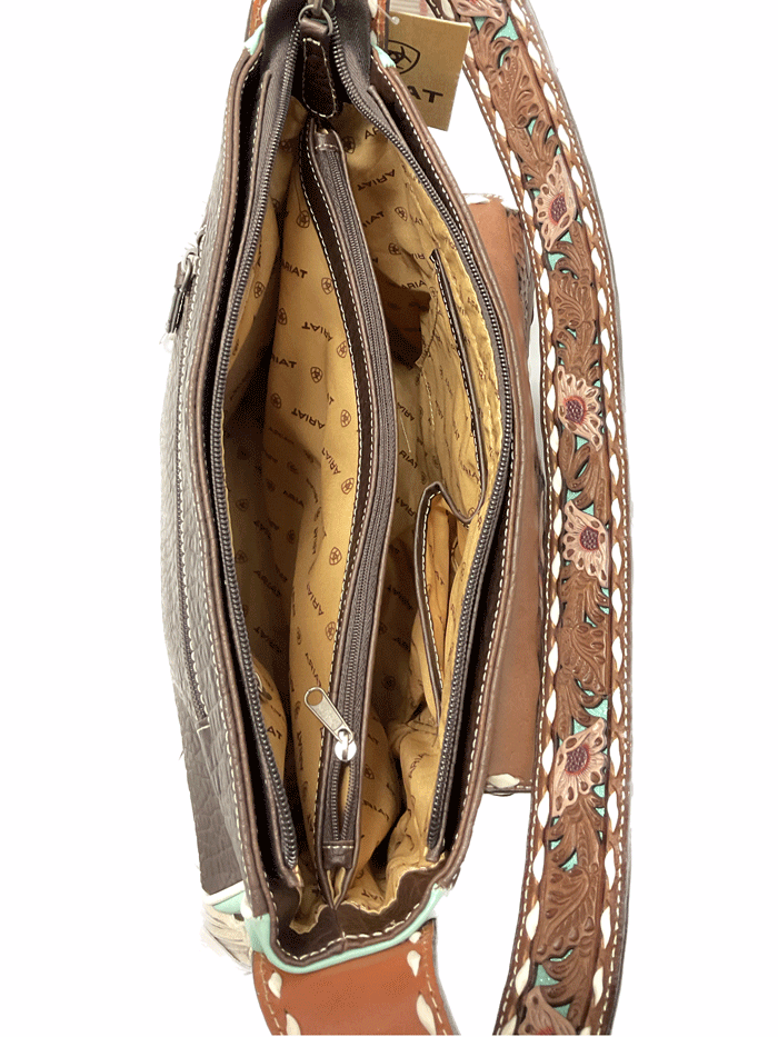 Ariat Women's Monroe Floral Pierced Lace Tote Bag in Brown - Stylish & Durable Handbag for Work, Travel & Everyday Use