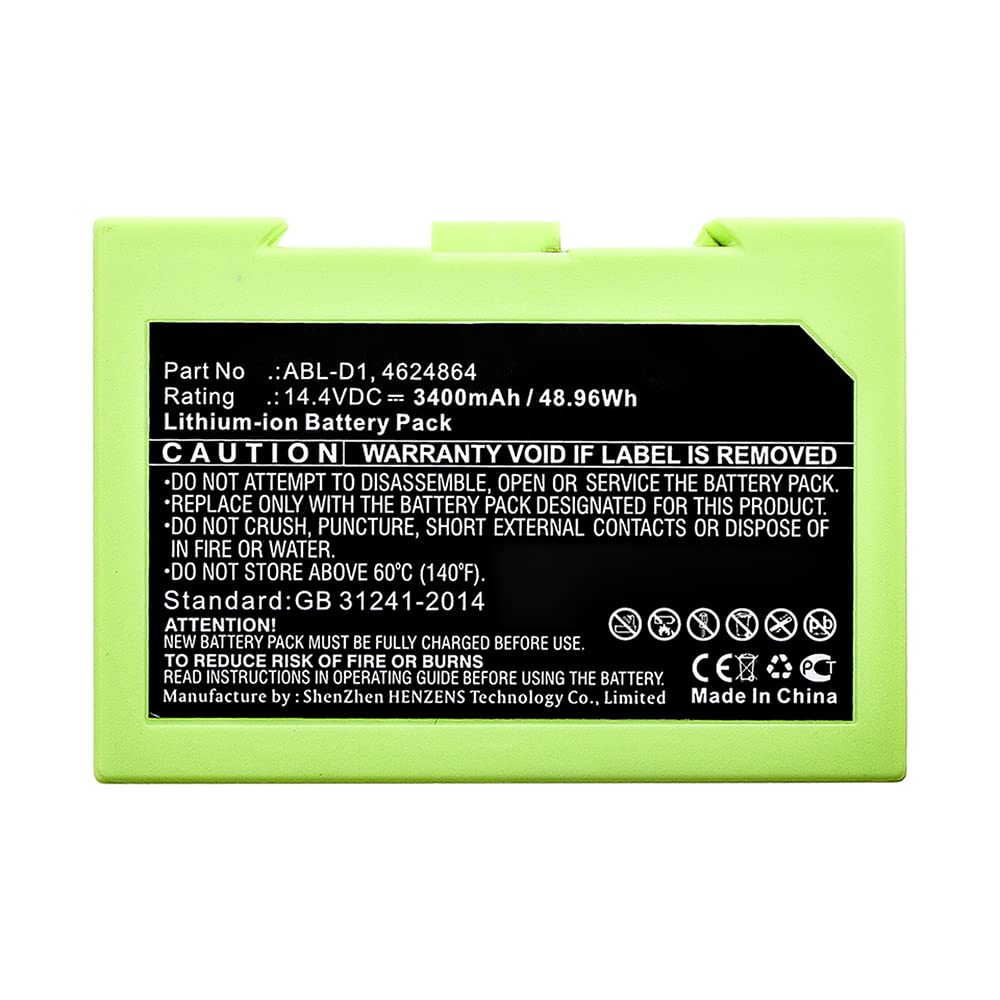 Synergy Digital iRobot Roomba i4 Vacuum Cleaner Replacement Battery - 14.4V 3400mAh Li-ion High Capacity Battery Compatible with iRobot 4624864 - Perfect for Home Cleaning & Pet Hair Removal