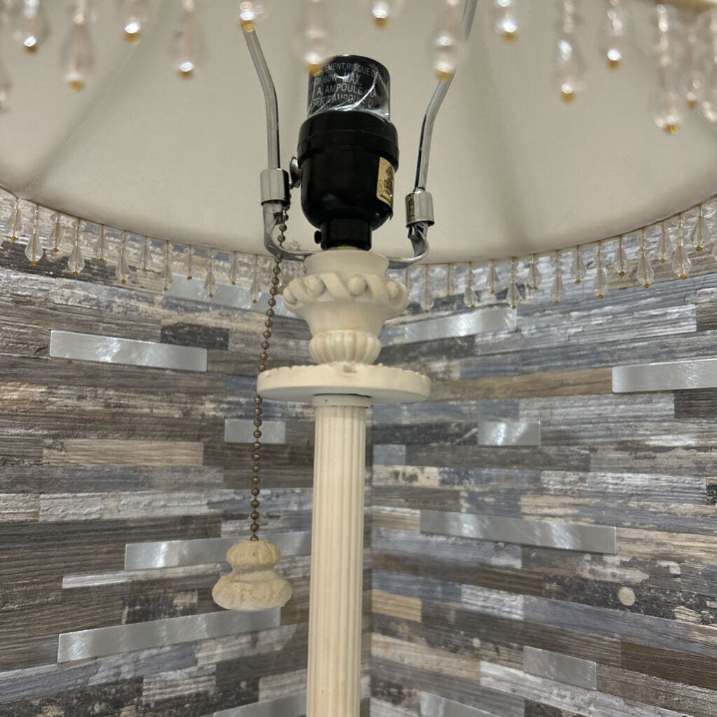 Handmade Wooden Lamp with Beaded Fringe Shade - Boho Home Decor Lighting for Bedroom, Living Room & Nursery - Natural Wood Table Lamp with Beaded Accents