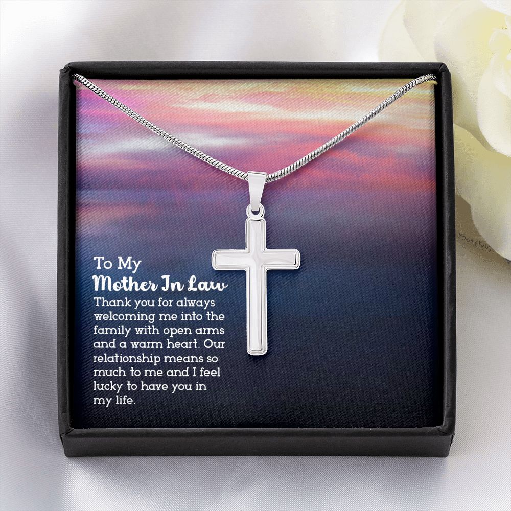 Stainless Steel Cross Necklace - Thoughtful Mother-in-Law Gift for Birthday, Christmas & Special Occasions | Elegant Jewelry for Women, Church & Daily Wear