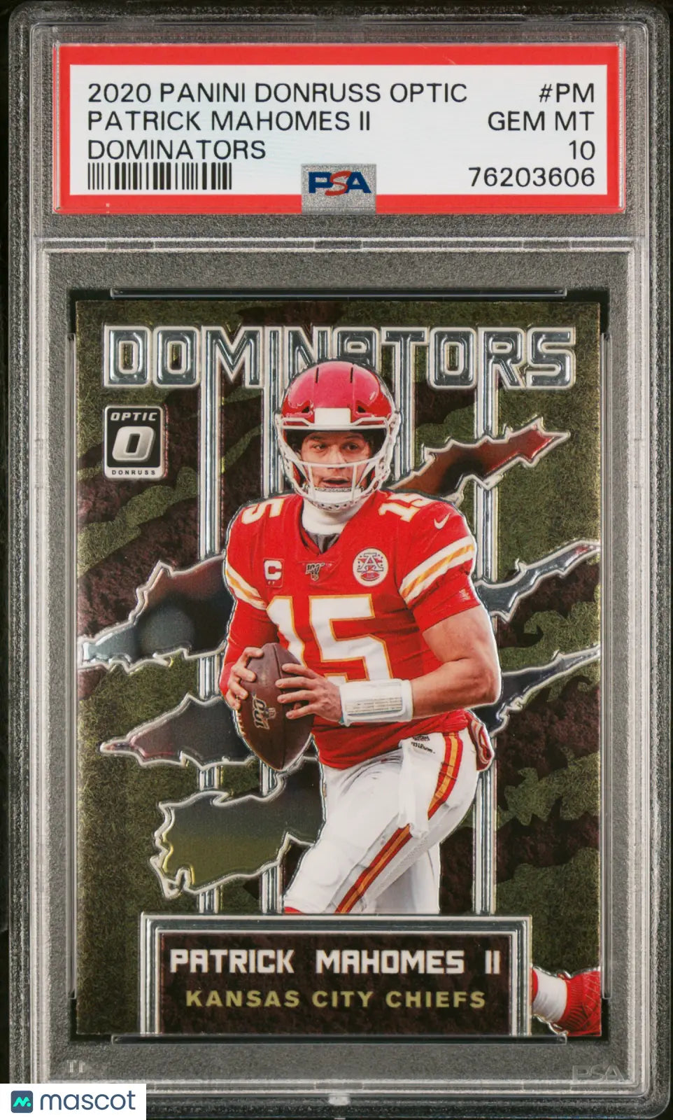 2020 Panini Donruss Optic Dominators Patrick Mahomes II PSA 10 Graded Football Card - Rare Collectible for Sports Memorabilia & Investment