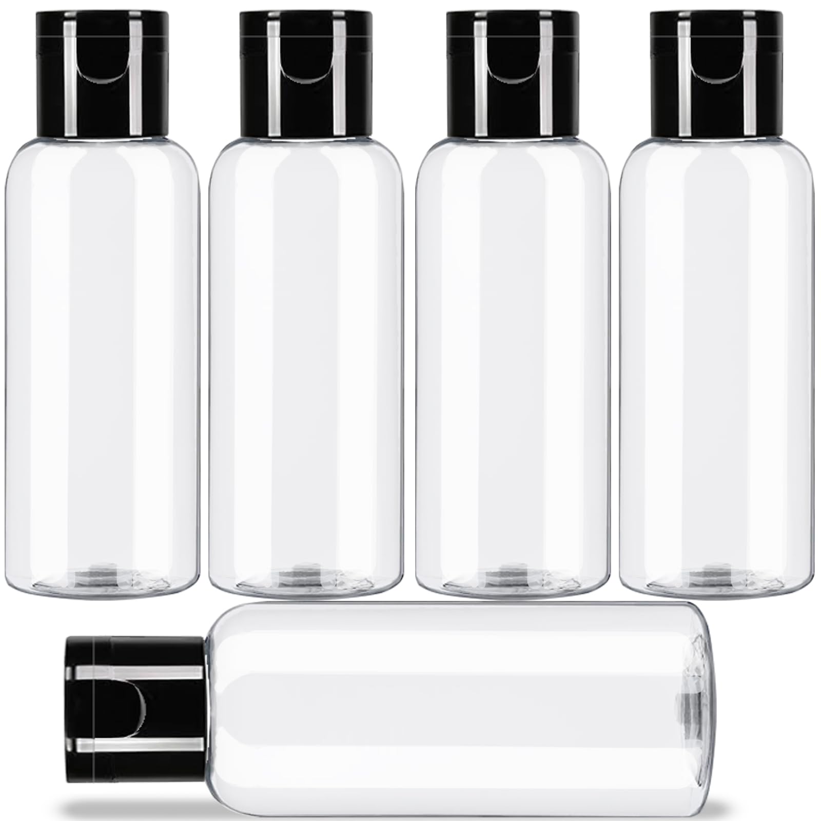 5 Pack 3.4 oz TSA Approved Travel Size Bottles - Leak Proof Refillable Toiletry Containers with Labels for Shampoo, Conditioner & Lotion - Perfect for Airplane Carry On, Gym & Vacation Essentials