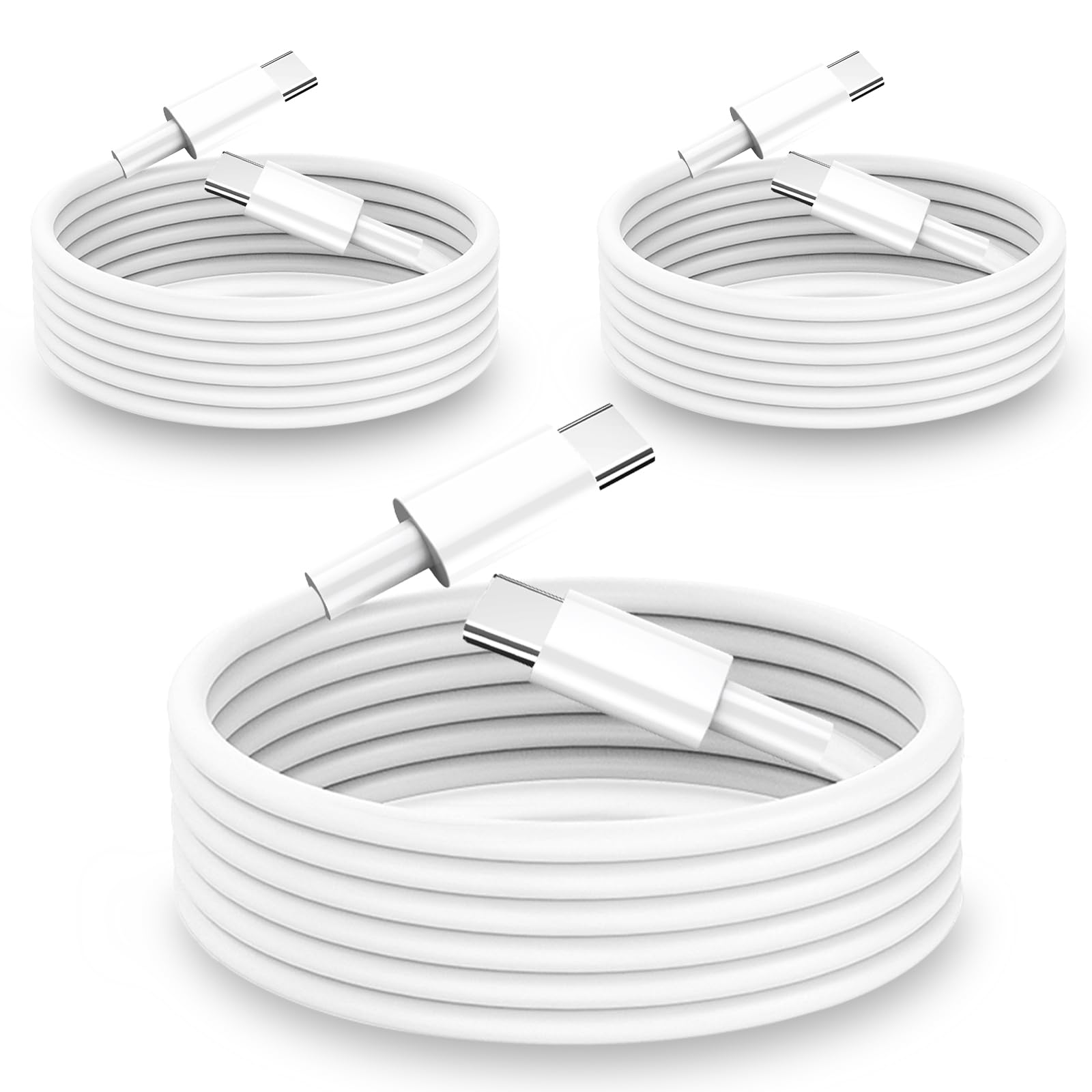 6FT USB C to USB C Cable 60W Fast Charging (3-Pack) - Compatible with MacBook Pro, iPhone 15 Series, Samsung Galaxy S23/S22, Google Pixel - Perfect for Home, Office & Travel Charging