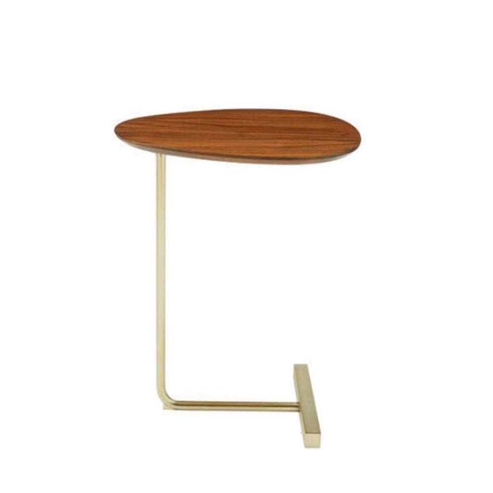 Jcnfa-Tables C-Shaped End Table - Modern Coffee & Laptop Side Table with Metal Frame, Snack Table for Sofa, Couch & Bed - 20.17x24.80 Inches - Wood Finish with Gold Feet (4 Color Options) - Perfect for Living Room, Bedroom & Small Space Decor