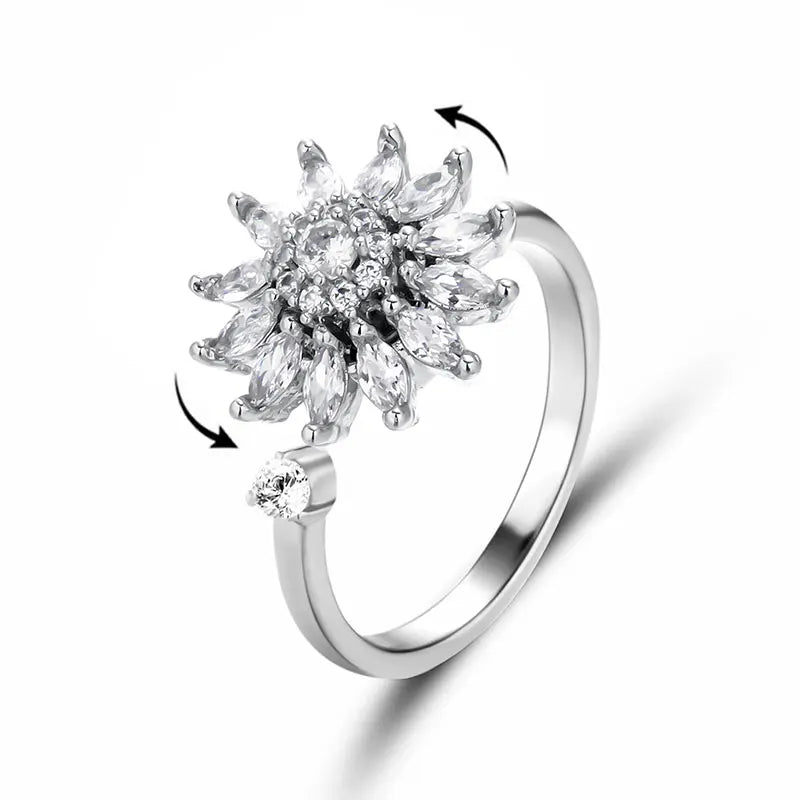 Anxiety Relief Ring with Daisy Flower & Butterfly Design - Stress Relief Jewelry for Women - Perfect for Anxiety, Meditation & Everyday Wear
