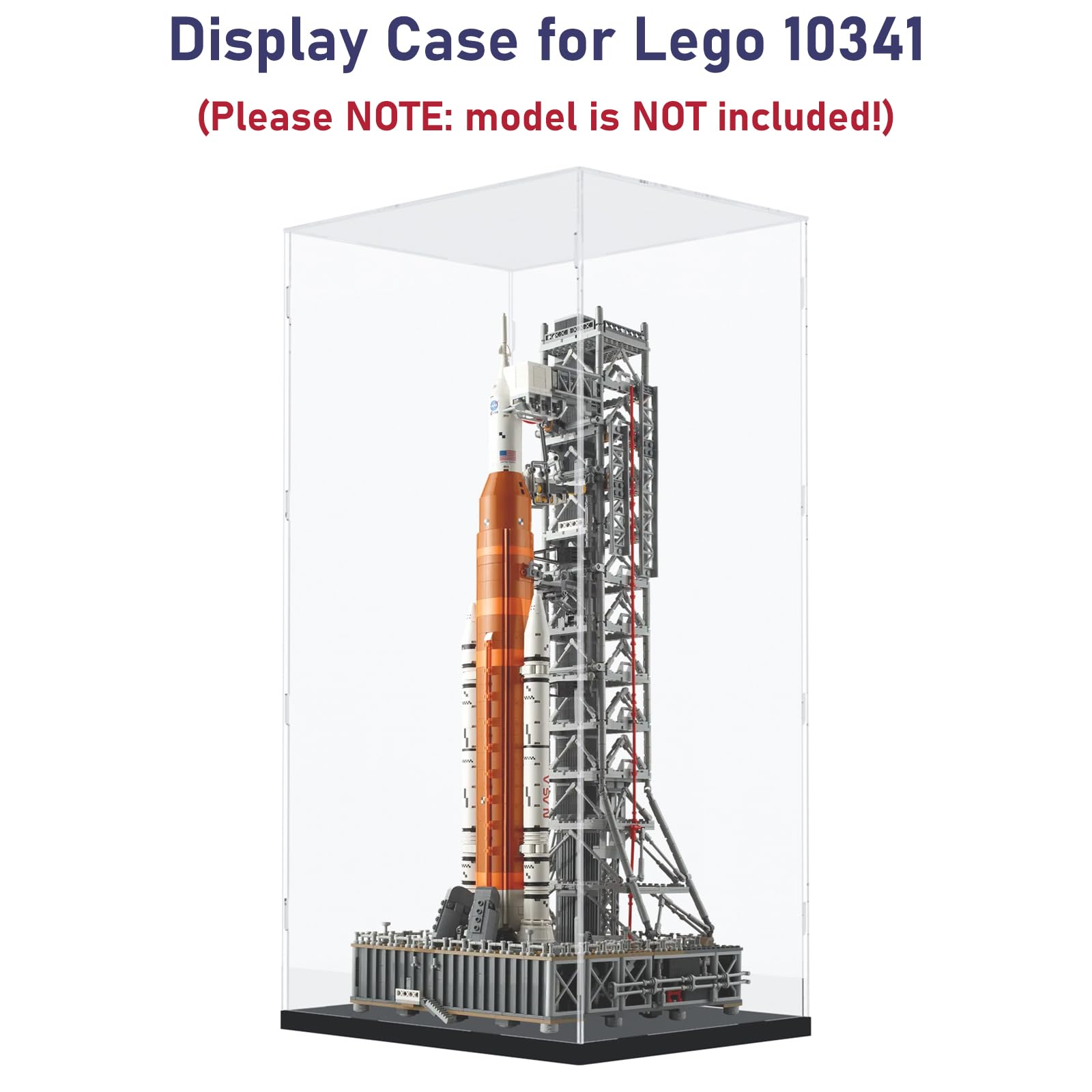 Choowin 29-Inch Tall Clear Acrylic Display Case for Lego Space 10341 - Thickened Dustproof Showcase for Collectibles, Action Figures, Dolls & Bearbrick 1000 - Perfect for Home Decor, Office Display & Toy Protection (Black Base)