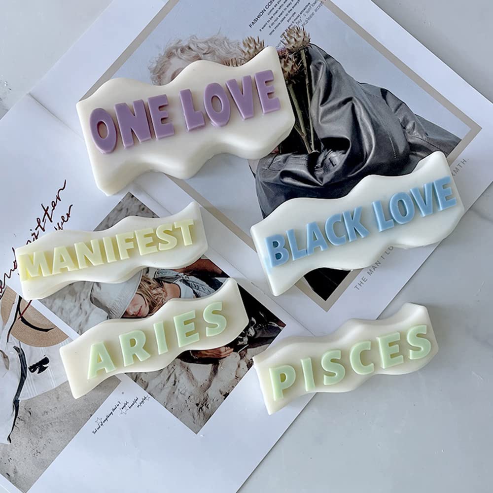 Premium Silicone Candle Molds Set - ONE Love & BE Kind Black Wave Pillar Molds for DIY Candle Making, Aromatherapy Candles, Wax Crafts, Soap Making & Polymer Clay - Perfect for Home Decor, Gifts & Relaxation