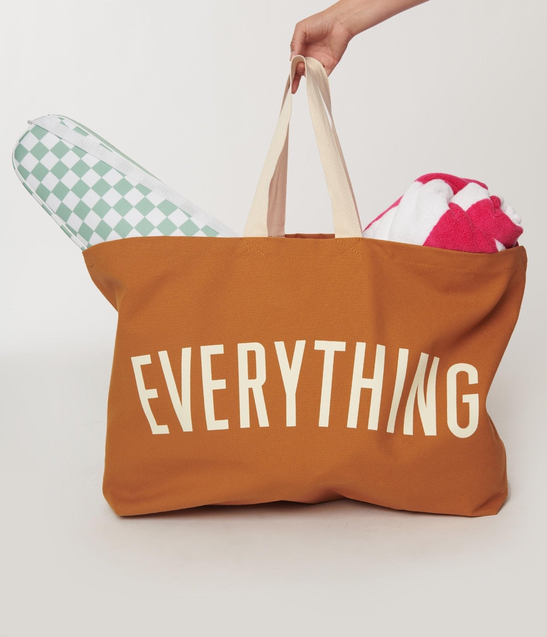 Stylish Tan Everything Tote Bag for Women - Spacious & Durable Canvas Shopper - Perfect for Work, Travel & Beach Day Essentials