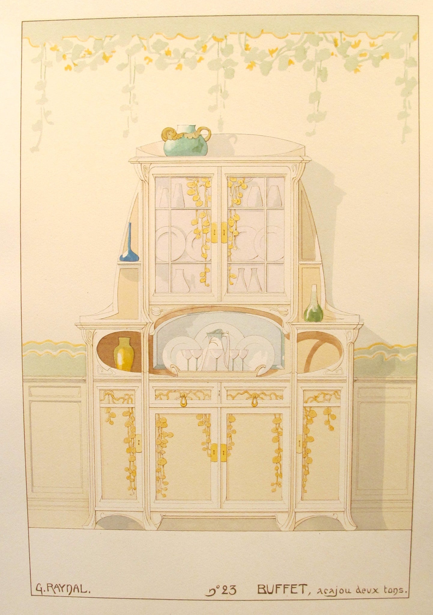 1900 French Art Nouveau Buffet Print - Plate 23 by G. Raynal | Vintage Interior Design Artwork | Perfect for Home Decor, Gallery Walls & Antique Collections