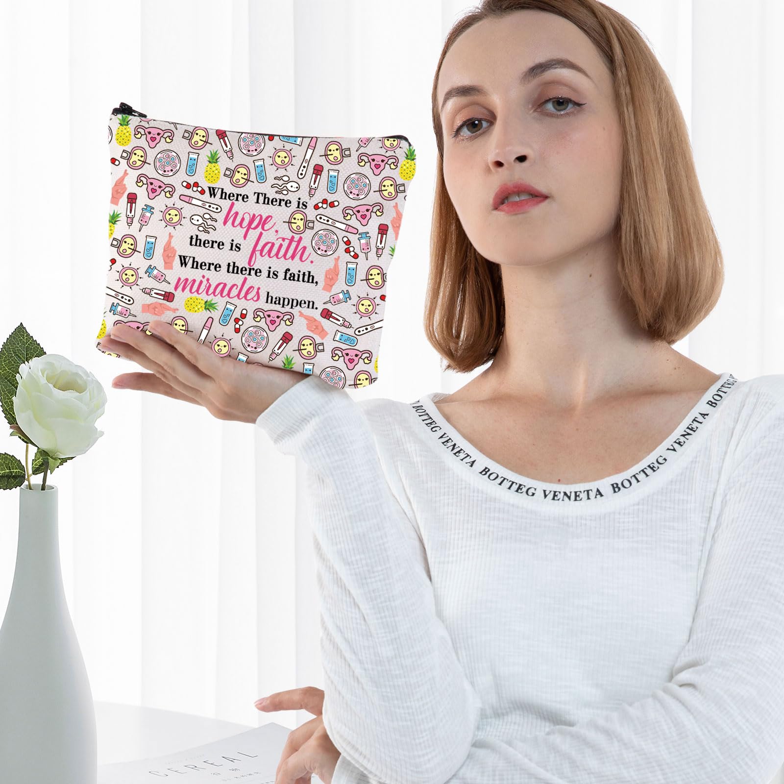 G2TUP IVF Faith Makeup Bag - Motivational Infertility Pineapple Gift for Warrior Moms - Perfect for IVF Transfer Day & Infertility Support - Great for Hospital Visits, Fertility Clinics and Emotional Support Gifts