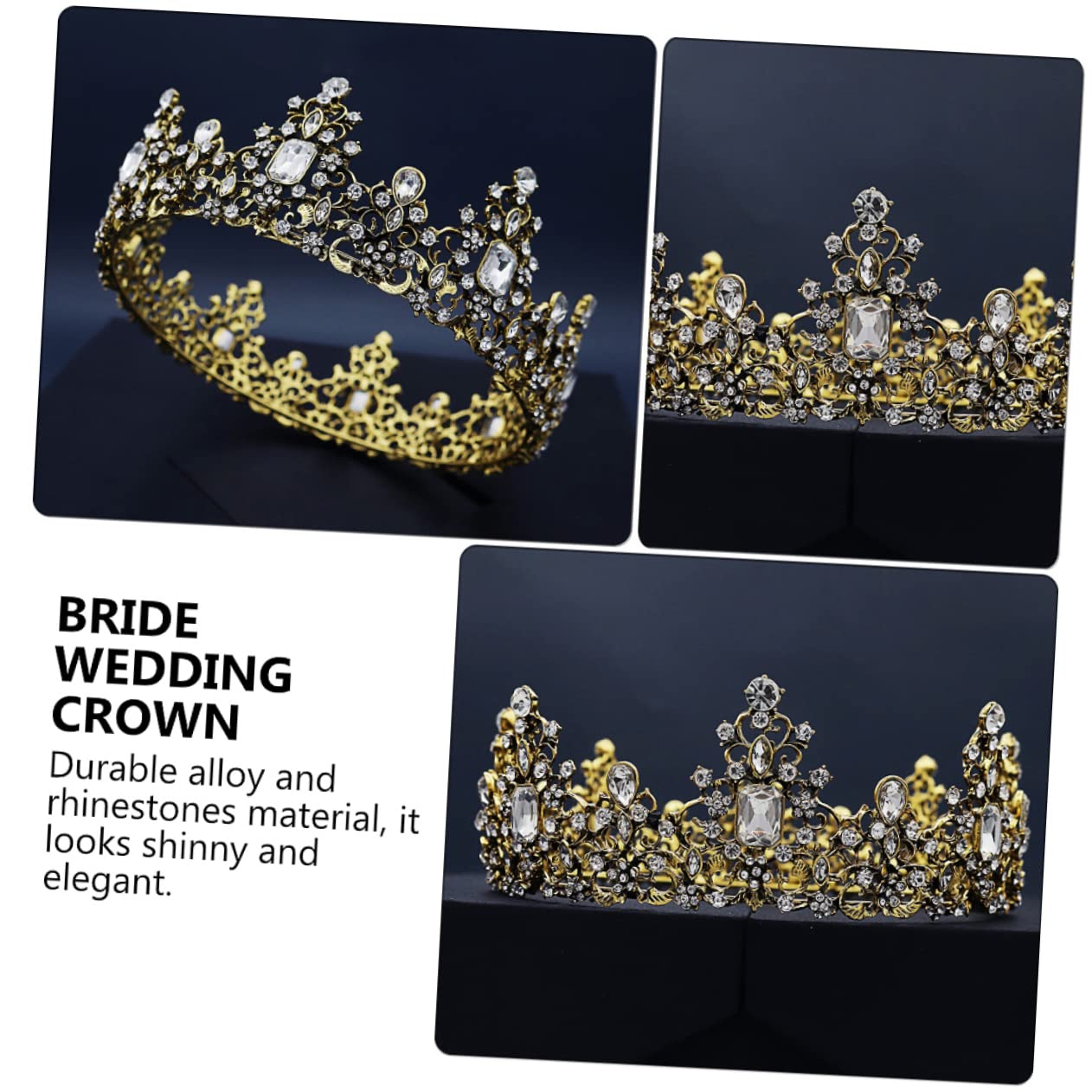 Baroque Crown Hair Ties for Women - Elegant Wedding Tiara & Queen Pageant Headpiece with Colored Diamonds, White Alloy Jewelry | Perfect for Bridesmaids, Prom, Pageants, Special Occasions & Costume Parties | Royal-Themed Events, Renaissance Fairs & Photo Shoots