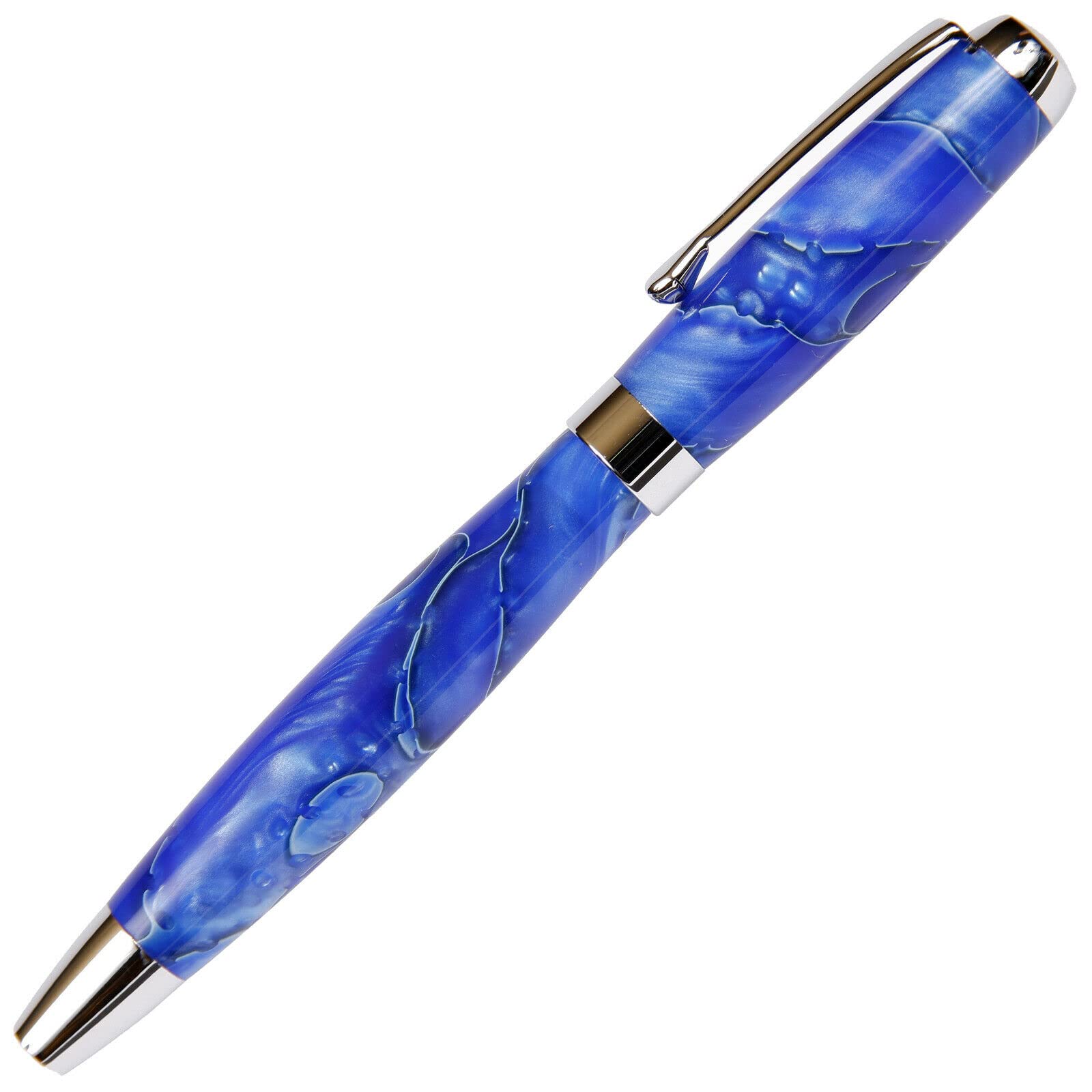 Premium Tuscany Fountain Pen with Blue & Pearl Marbleized Gloss Body - Elegant Writing Instrument for Calligraphy, Journaling & Gifts - Perfect for Office, School & Special Occasions