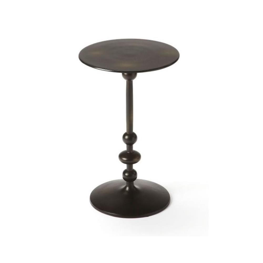 Home Square Metalworks Zora Pedestal End Table Set of 2 - Black Iron Side Tables for Living Room, Bedroom & Patio Furniture
