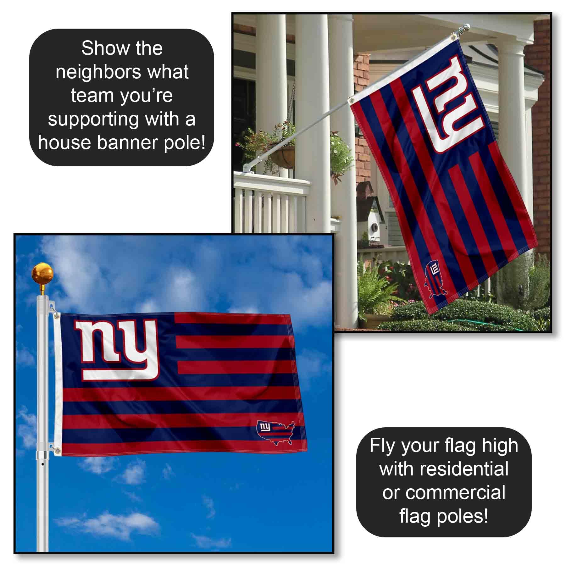 New York Giants 3x5 Feet American Flag with Grommets - Officially Licensed NFL Team Banner for Outdoor & Indoor Decor, Game Day Parties, Tailgating, and Sports Fan Gifts