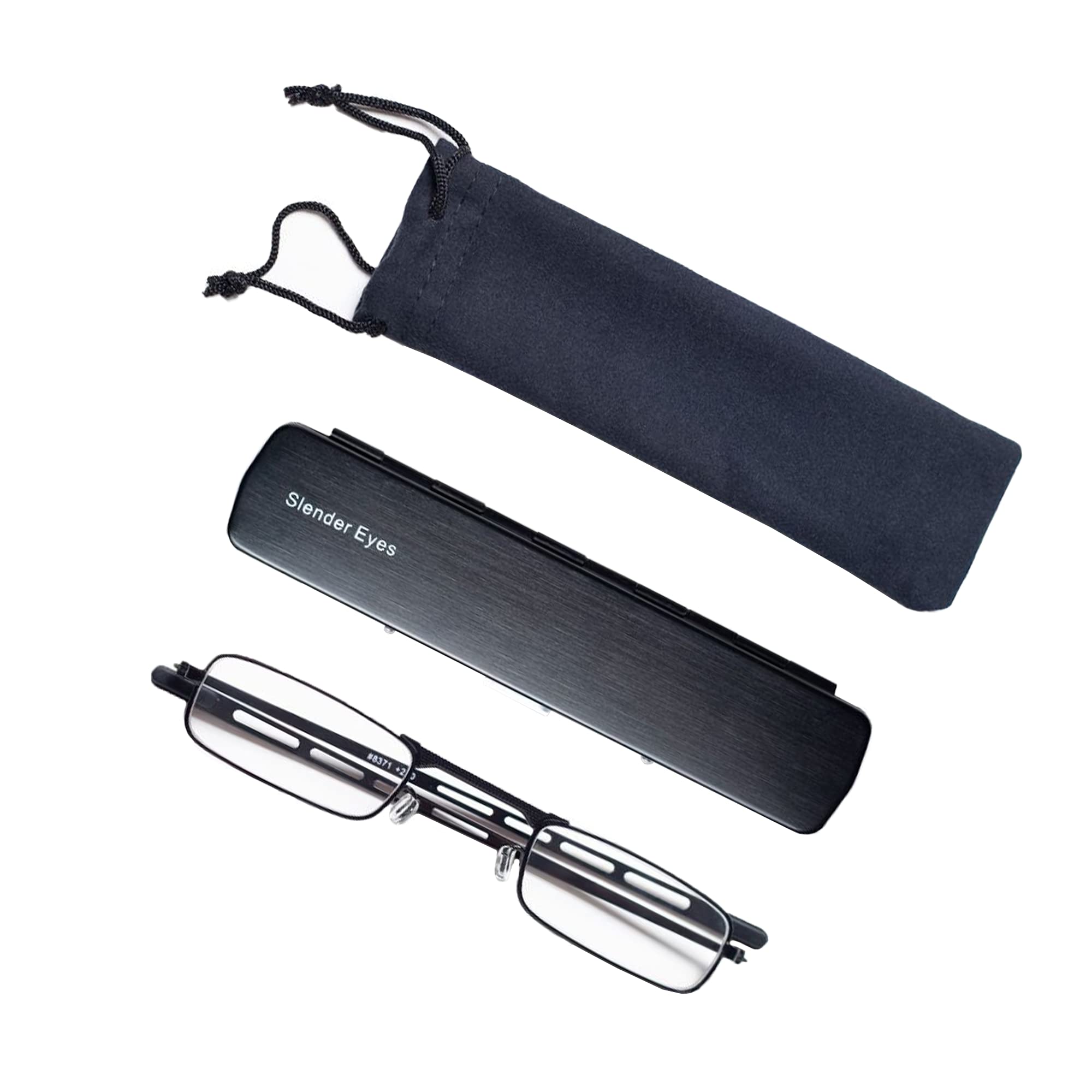 Premium Compact Reading Glasses - Ultra HD Optical Quality Frames & Anti-Glare Lenses with Protective Case (Doubles as Phone Stand) - Perfect for Reading, Working on Laptop & Using Smartphone