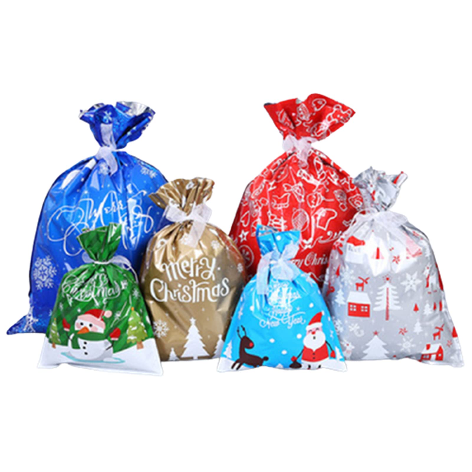 VALINK Christmas Drawstring Gift Bags - 30/35pcs Xmas Themed Printed Party Favor Pouches for Candy, Gifts & Home Decor - Perfect for Holiday Wrapping, Stocking Stuffers and Festive Celebrations
