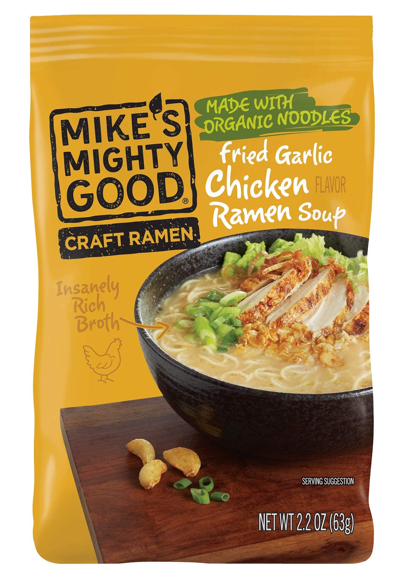 Mike's Mighty Good Ramen Soup - Fried Garlic Chicken Flavor (2.2oz x 14 Pack) | Instant Noodles for Quick Meals, College Dorm Snacks & Emergency Food Supply