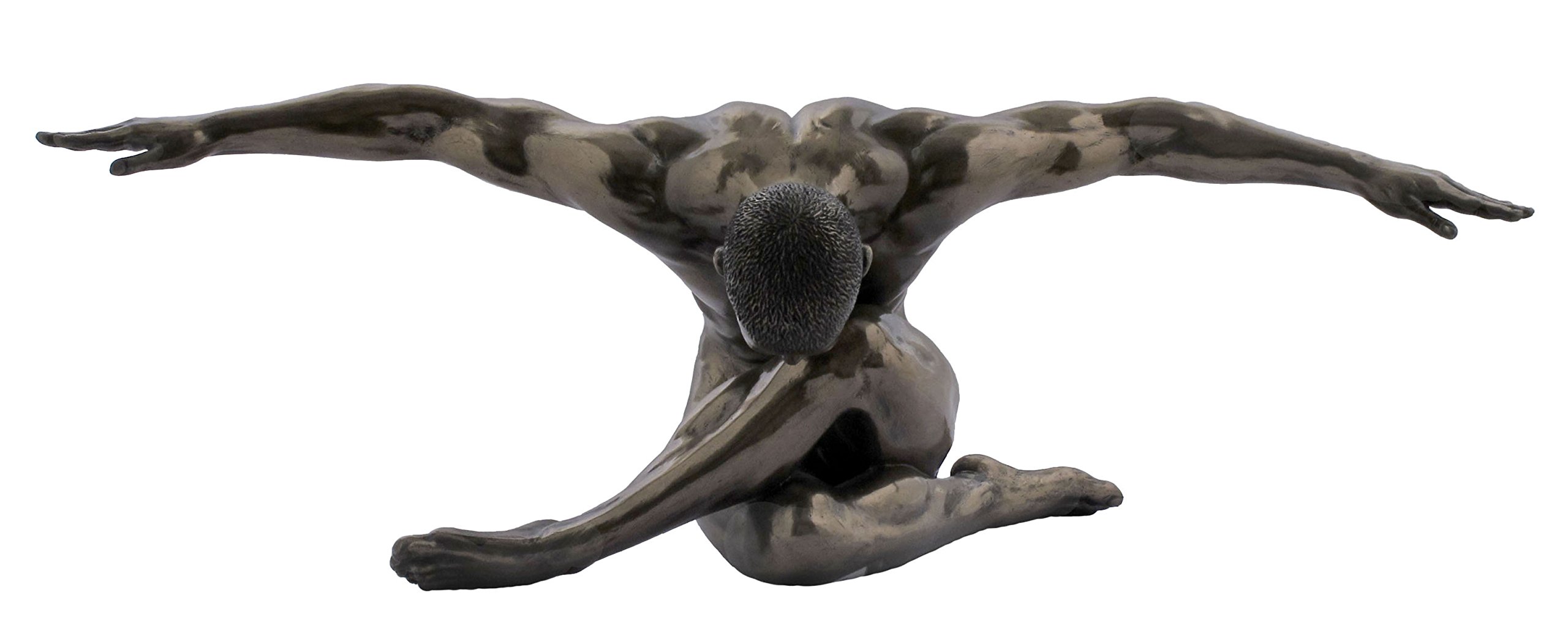 17.75 Inch Seated Male Nude Statue with Outstretched Arms - Classic Art Sculpture for Home Decor, Office Display & Art Collection