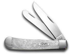 XX Trapper Custom White Pearl Corelon Pocket Knife - Premium Hunting & Outdoor EDC Folding Knife for Camping, Hiking & Everyday Carry