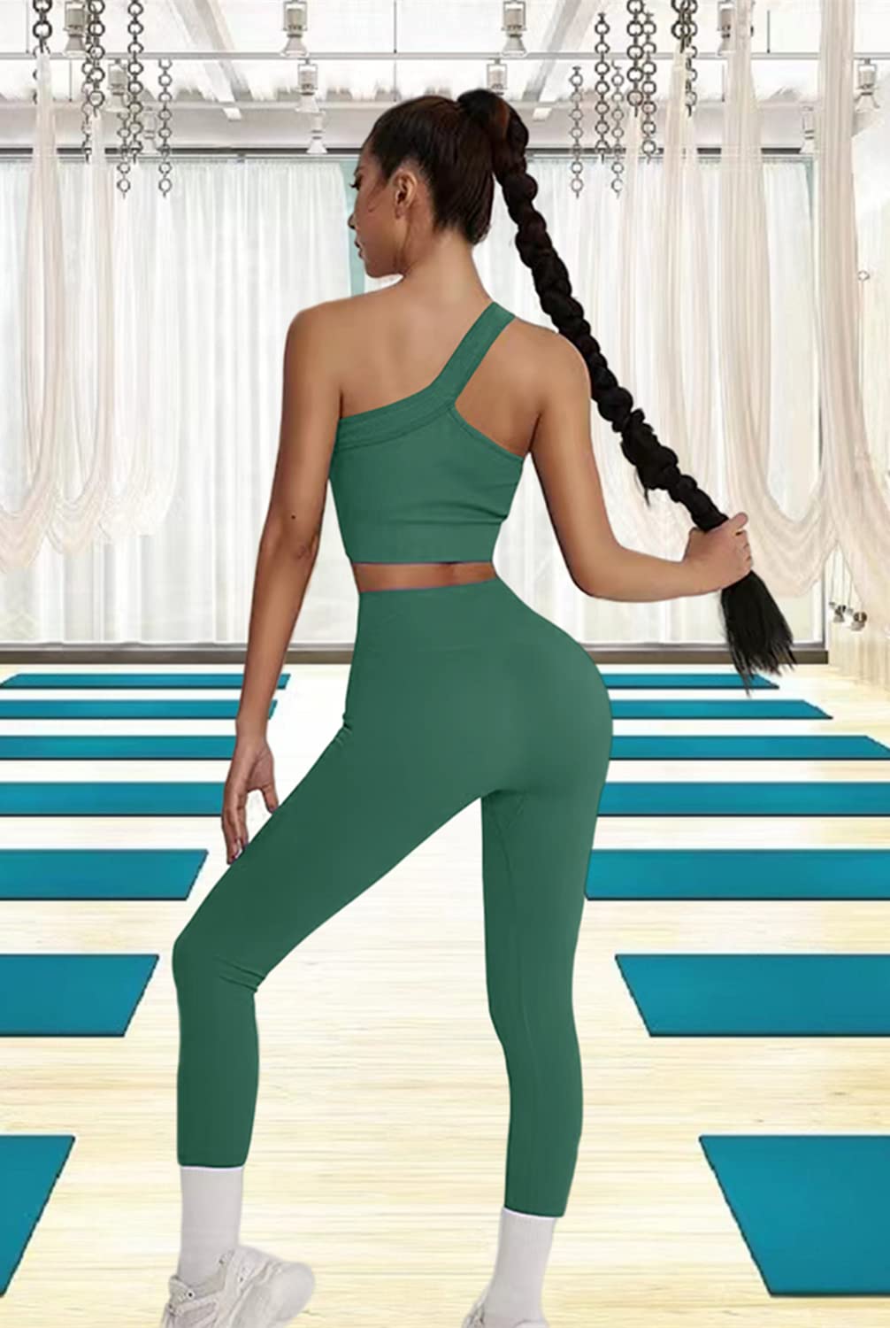Seamless 2-Piece Workout Sets for Women - Sexy One Shoulder Sports Bra & High Waist Yoga Shorts | Gym, Running & Yoga Outfits