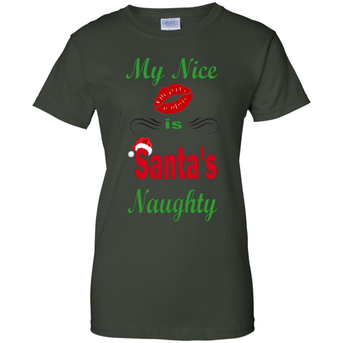WineyBitches.co Santa's Naughty Ladies' 100% Cotton T-Shirt - Funny Christmas Gift for Women, Holiday Party Outfit, Casual Wear