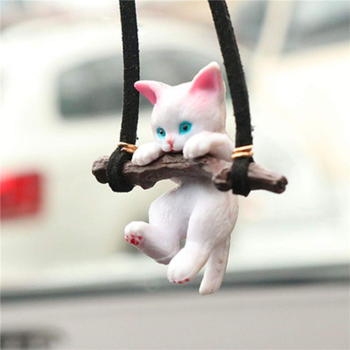 Creative Cute Cat Branch Rearview Mirror Pendant - Simple Car Interior Decoration Hanging Accessories for Dashboard, Windshield & Rearview Mirror - Perfect Gift for Cat Lovers & Car Enthusiasts