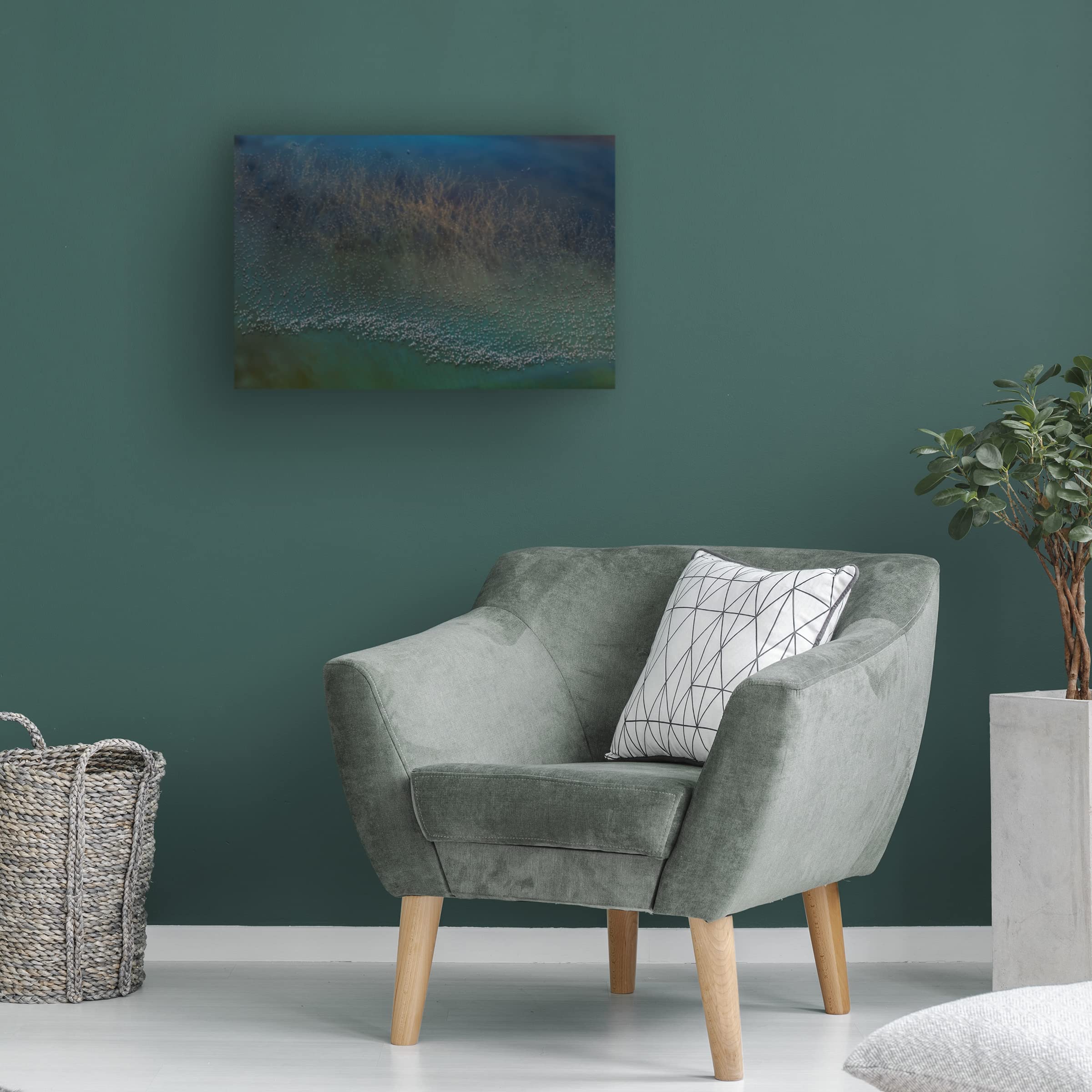 Trademark Fine Art 'Millions Flamingos Taking Off' Canvas Wall Art by Yun Wang - Stunning Flamingo Painting for Living Room, Bedroom & Office Decor
