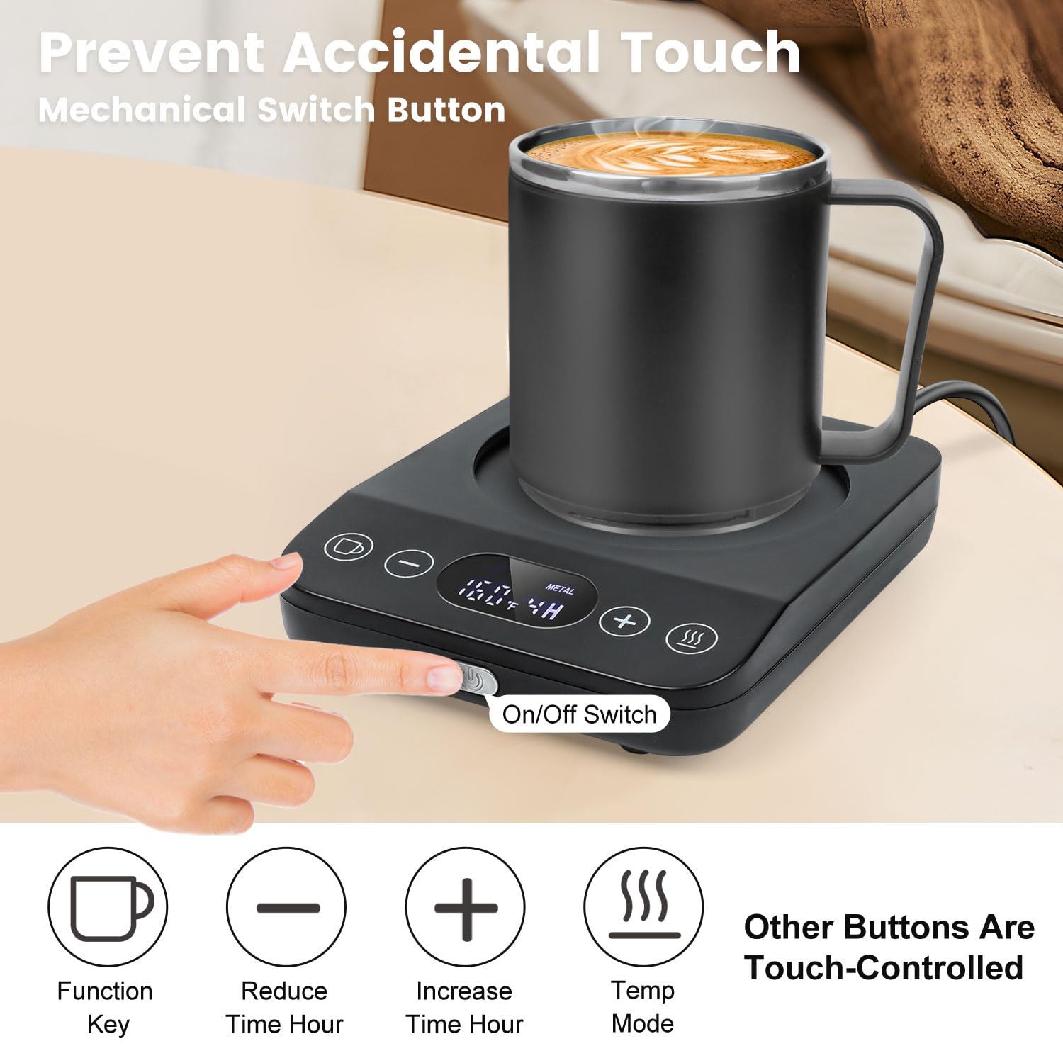 30W Coffee Mug Warmer with Auto Shut Off & Timer - 15.5oz Aesthetic Ceramic Mug Set - Smart Desk Heater for Coffee, Tea, Hot Beverages - Perfect for Office, Home Use & Gift Giving - Black