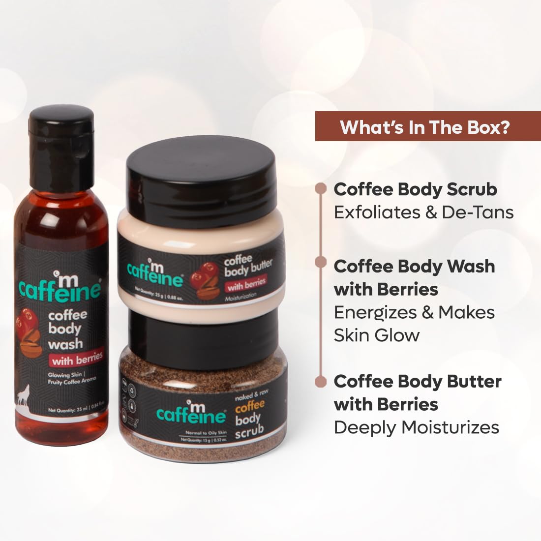 Mcaffeine Body Care Gift Set - Berries Body Wash, Body Scrub & Body Butter | Premium Travel Size Skincare Set for Men & Women | Perfect Birthday, Anniversary Gift for Wife & Couples | Spa Day, Romantic Getaway & Self-Care Essentials