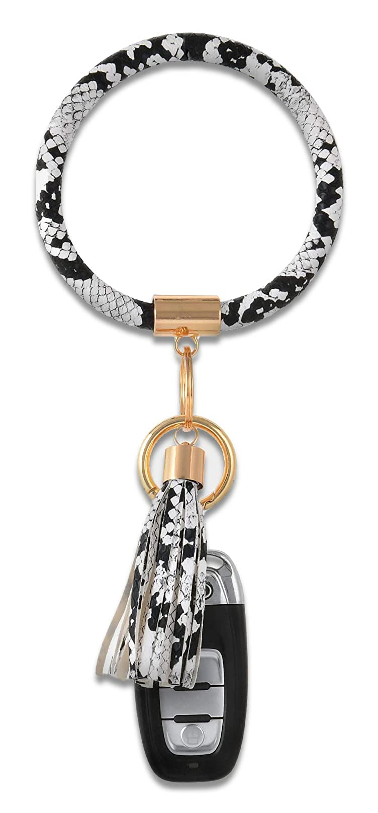 Coolcos Leather Keychain Bracelet for Women - Stylish Wristlet Key Holder with Tassel, Portable Keyring Bangle - Perfect Gift for Daily Use, Travel & Key Organization