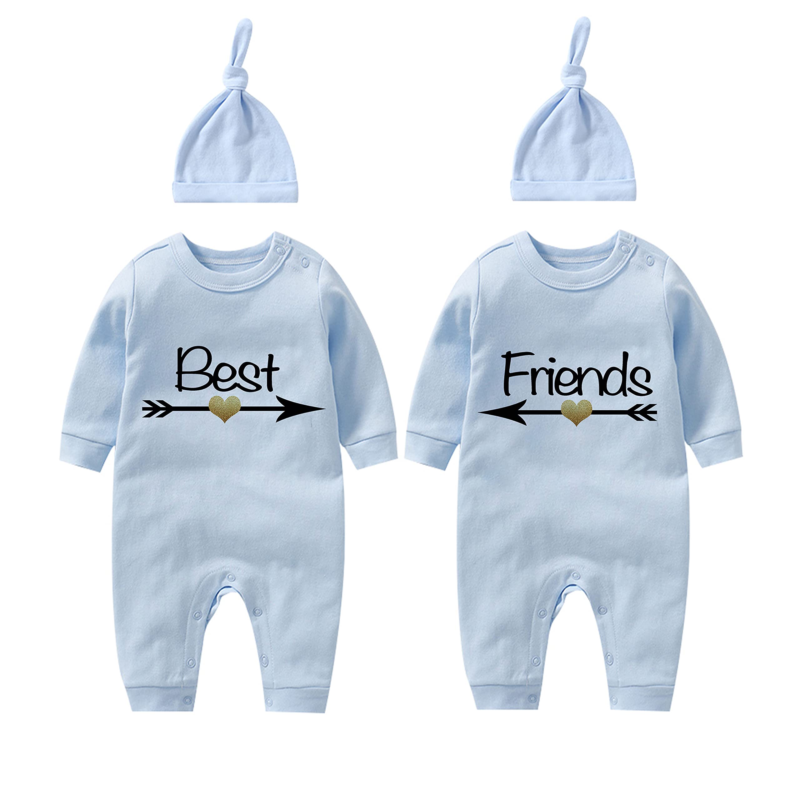 YSCULBUTOL Baby Twins Bodysuit - Cute Matching Outfits for Best Friends | Funny Baby Romper Set for Girls | Perfect for Twin Photoshoots, Playdates & Special Occasions