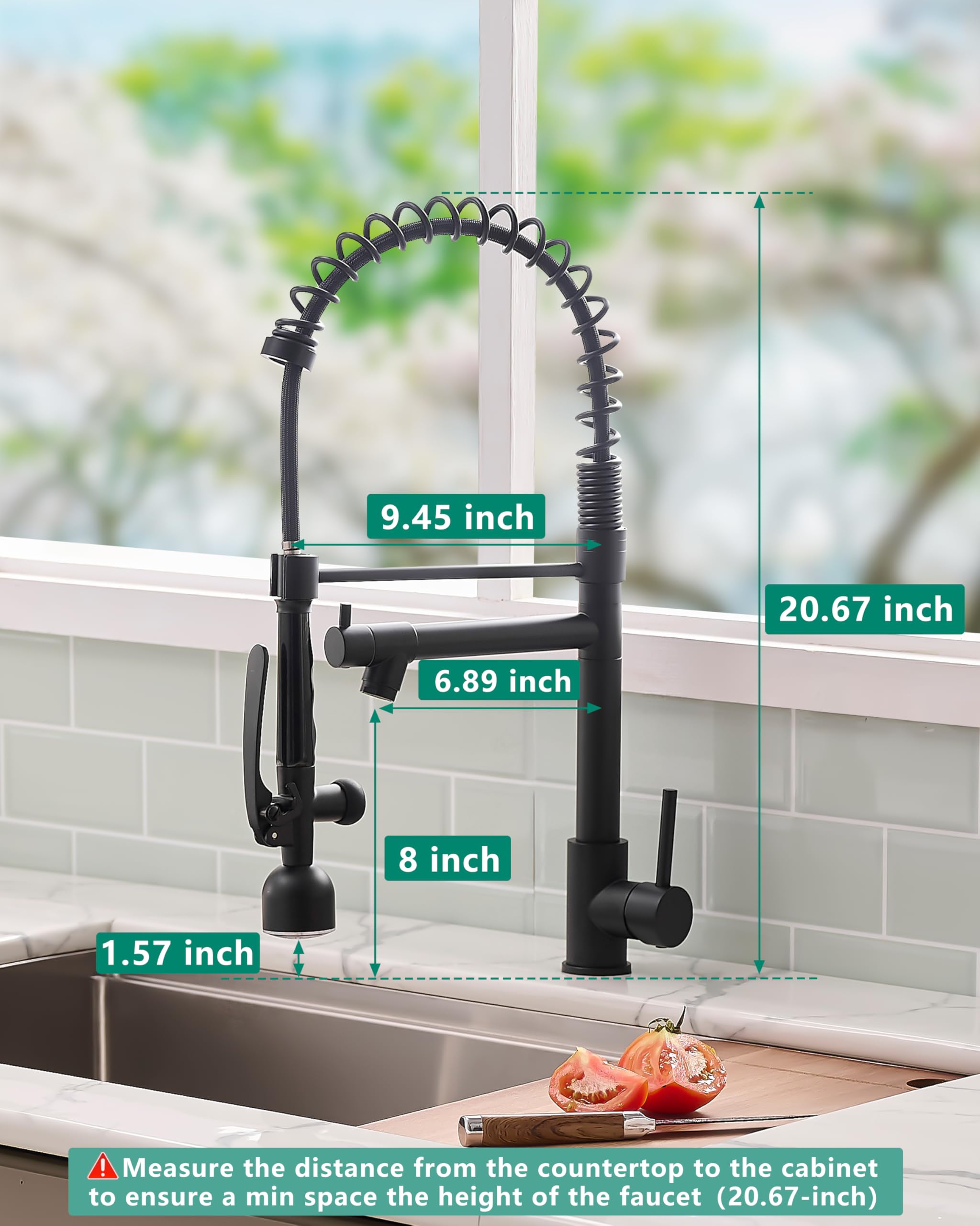 Fapully Matte Black LED Kitchen Faucet with Deck Plate & Soap Dispenser - Modern Touchless Water-Saving Faucet for Home Kitchen & Bar Sink
