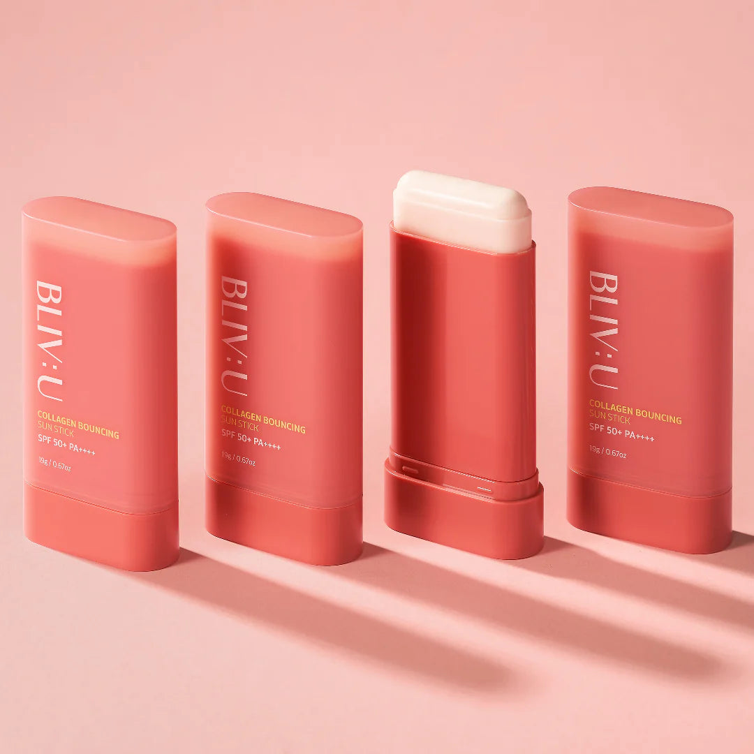 BLIV:U Collagen Bouncing Sun Stick SPF50+ PA++++ 19g - Hydrating & Anti-Aging Sunscreen for Face & Body - Perfect for Outdoor Activities, Travel & Daily Sun Protection