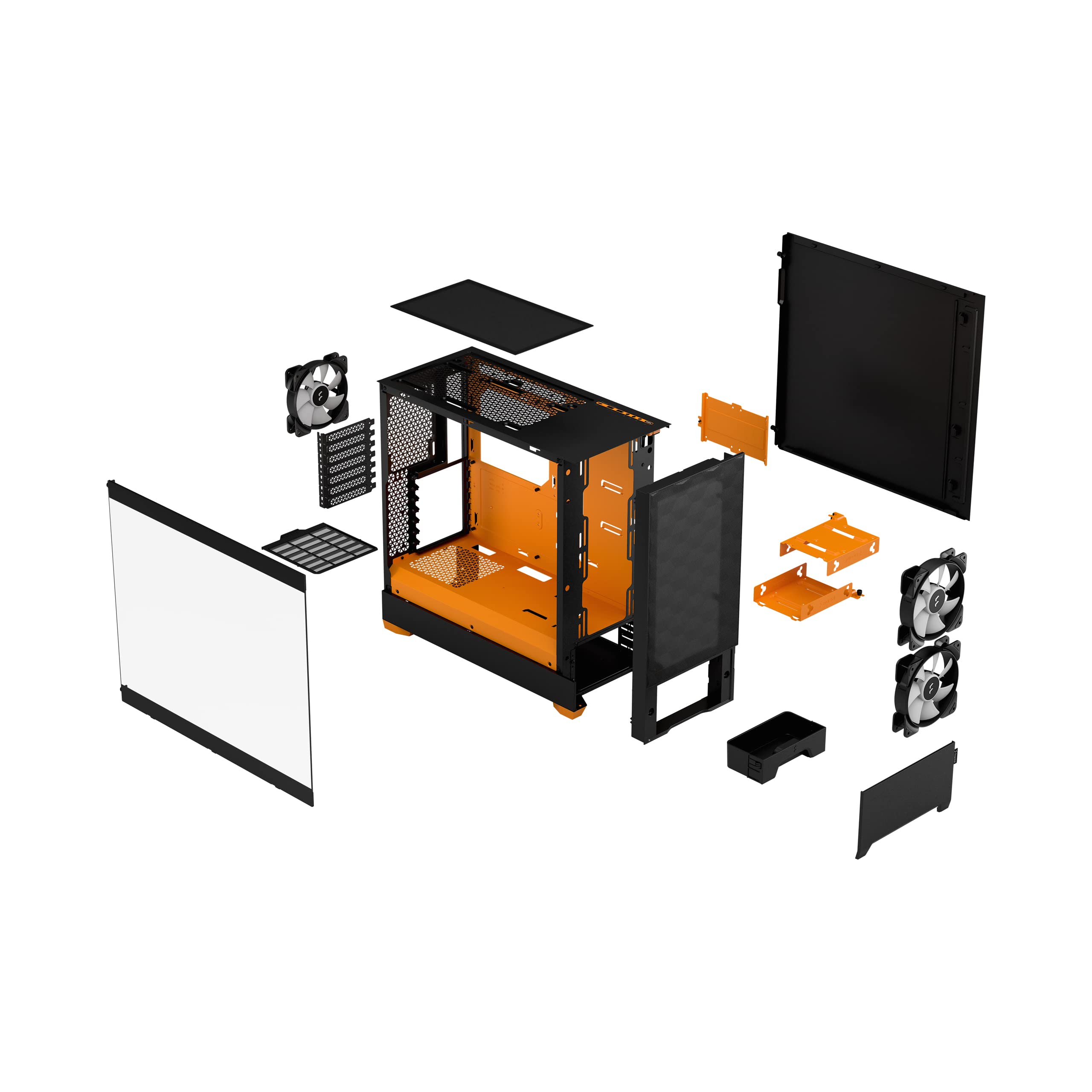 Fractal Design Pop Air RGB Mid Tower Case - Orange Core, Tempered Glass Side Panel, Clear Tint, High Airflow PC Gaming Case - Perfect for Gaming Rigs & Custom PC Builds