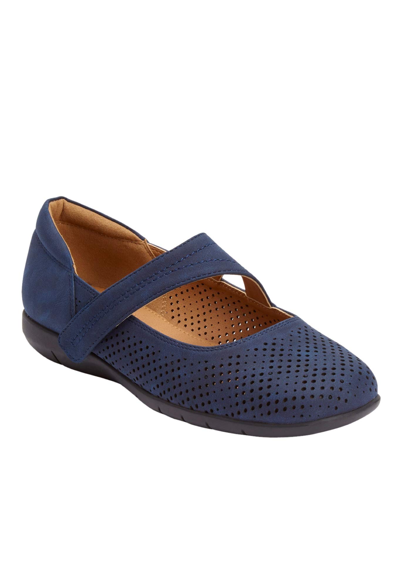 Comfortview Women's Wide Width The Ezra Flat - Comfortable Slip-On Shoes for Work, Travel & Everyday Wear - Breathable & Supportive Casual Flats for Wide Feet