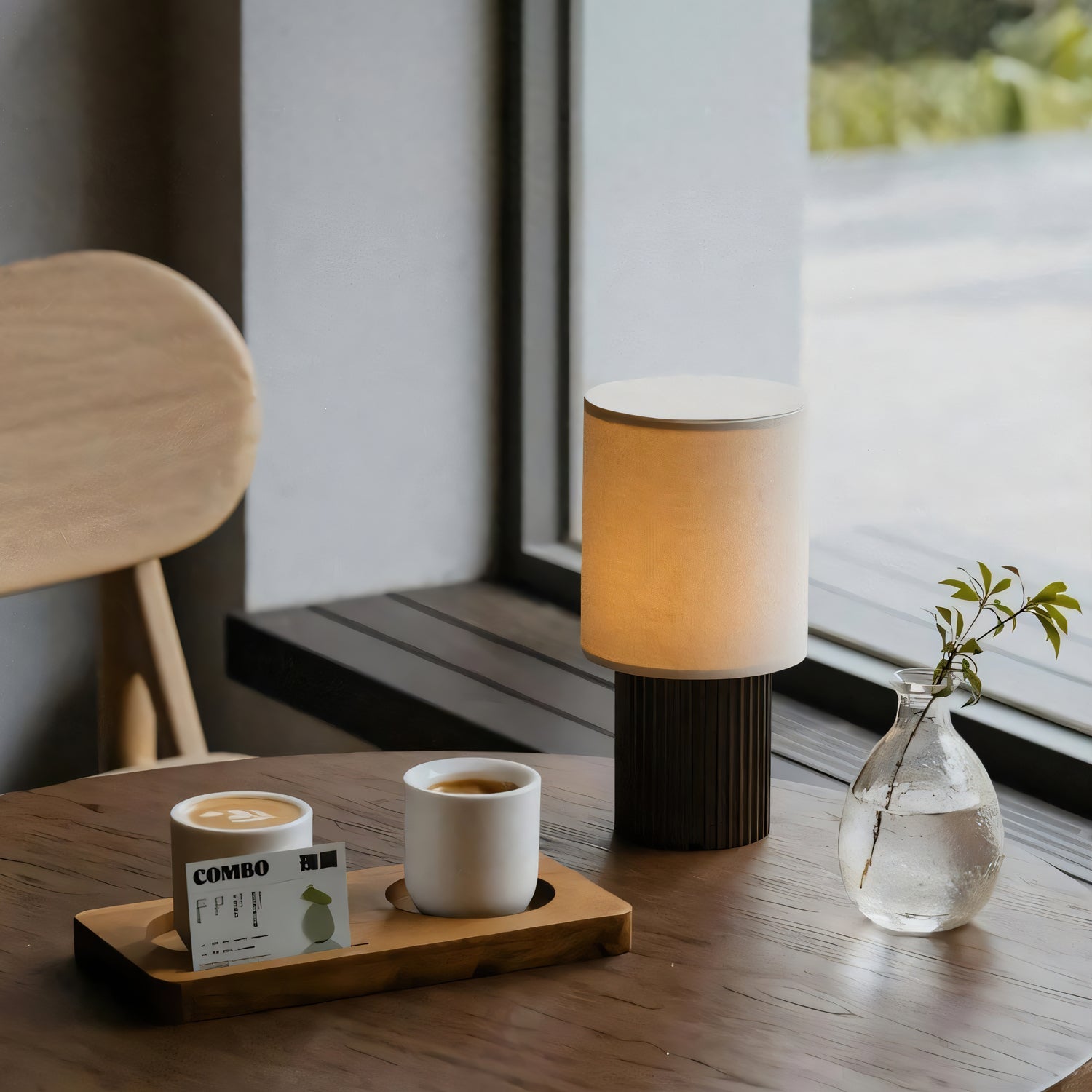 Orlo Ribbed Table Lamp - Modern LED Desk Light for Bedroom, Living Room & Office - Stylish Nightstand Lighting with Adjustable Brightness