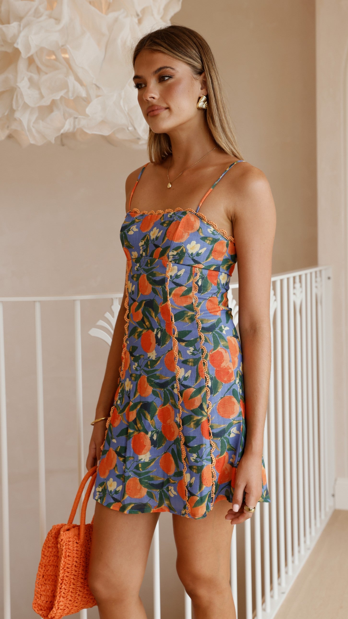 Cartia Mini Dress - Orange Print Floral Summer Dress for Women | Casual & Party Wear | Perfect for Beach, Vacation, and Date Nights
