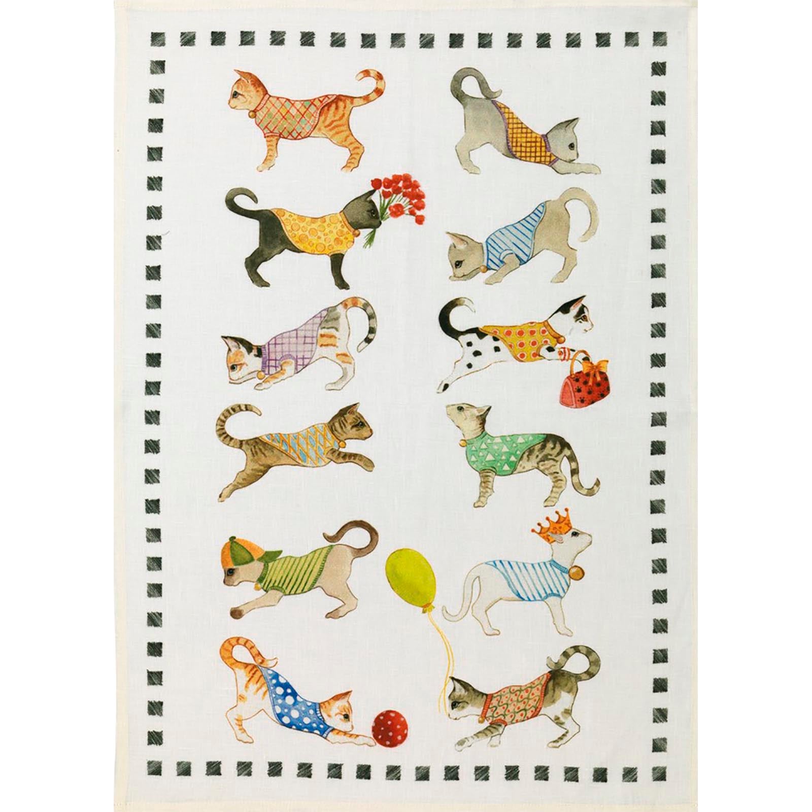 Cat Besties Tea Towel - Funny Kitchen Towels with Cute Cat Designs - Perfect for Cooking, Baking, and Home Decor