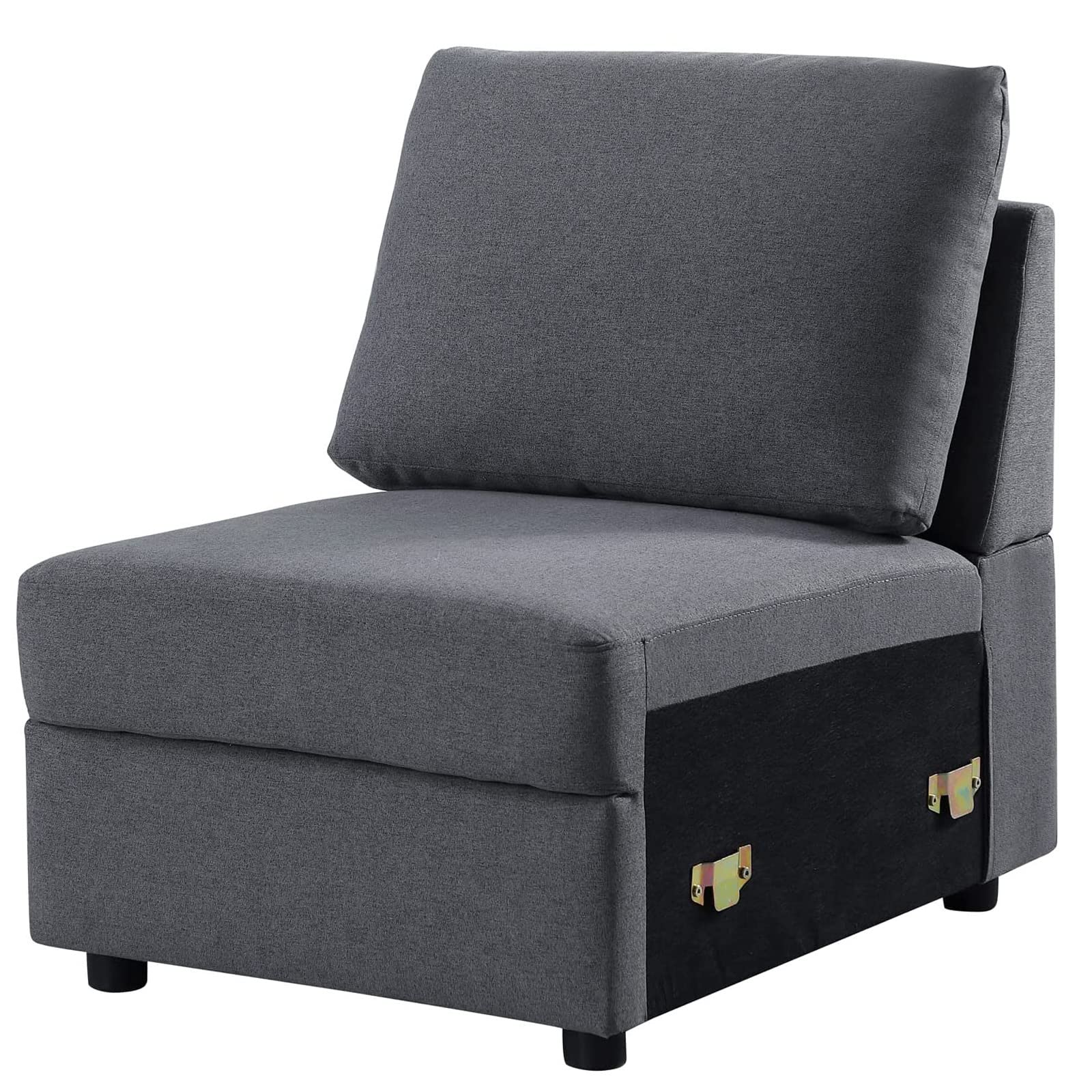 **Asunflower Modular Sectional Sofa Middle Piece - Extra Armless Fabric Couch for Customizable Living Room Set, Deep Grey - Perfect for Small Spaces, Apartments & Cozy Home Decor**
