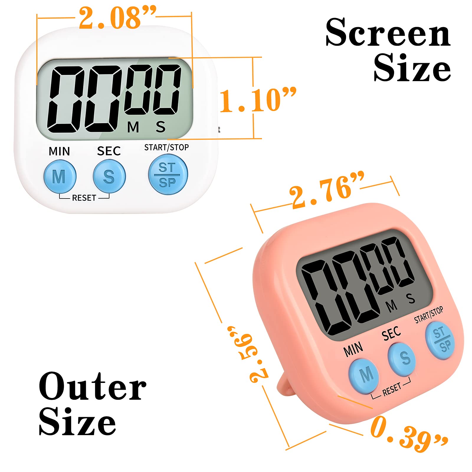 2-Pack Digital Kitchen Timer with Large Display & Loud Alarm - Magnetic Backing, Countdown/Count Up Function - Perfect for Cooking, Baking, Classroom Teaching, and Office Use