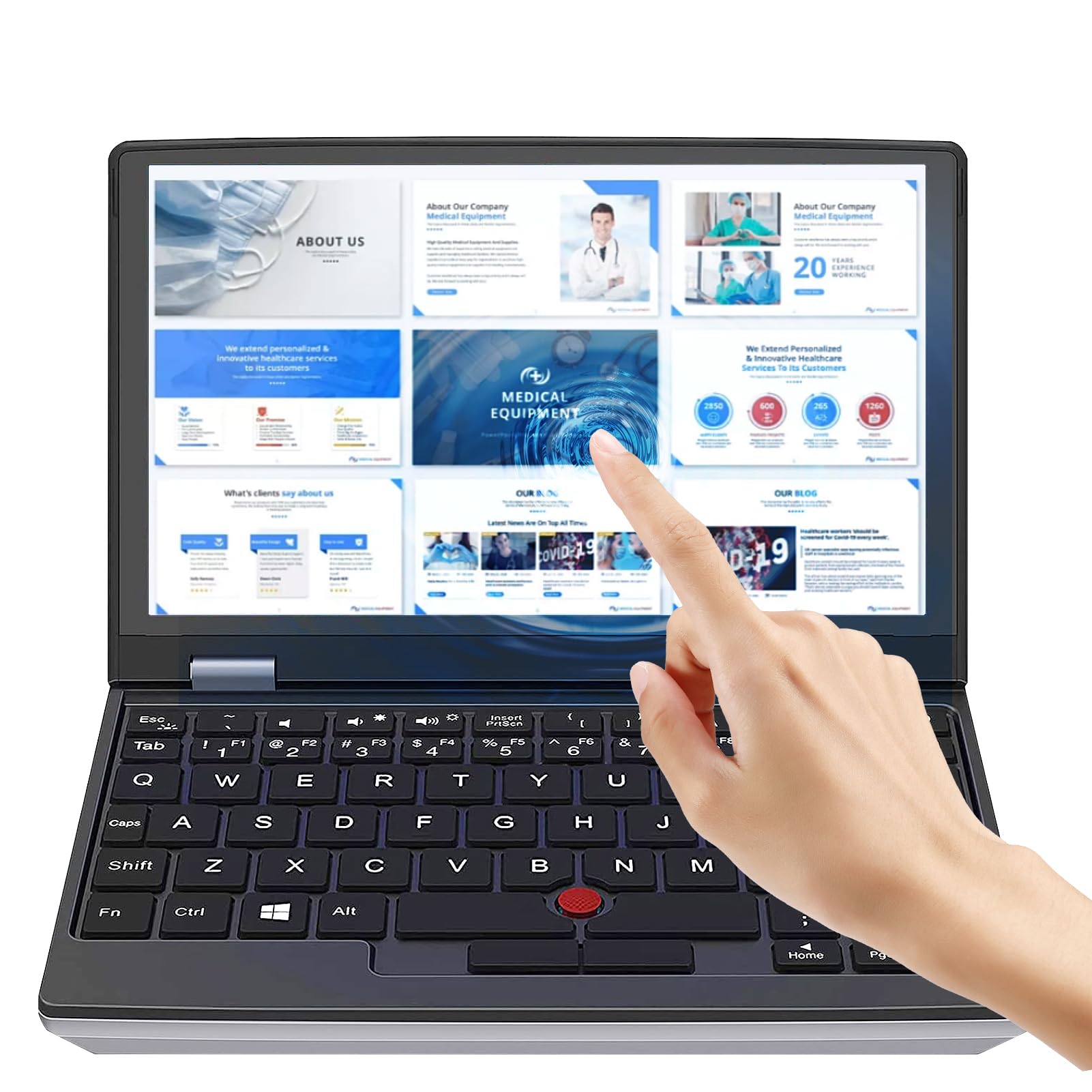 KingnovyPC 7-inch Mini Laptop with Windows 11 | Intel Celeron J4105 Touchscreen Notebook | 12GB RAM & 2TB SSD | Dual Band WiFi, USB 3.0/2.0, HDMI | Ultra-Portable Small Computer for Business, Travel & Home Use