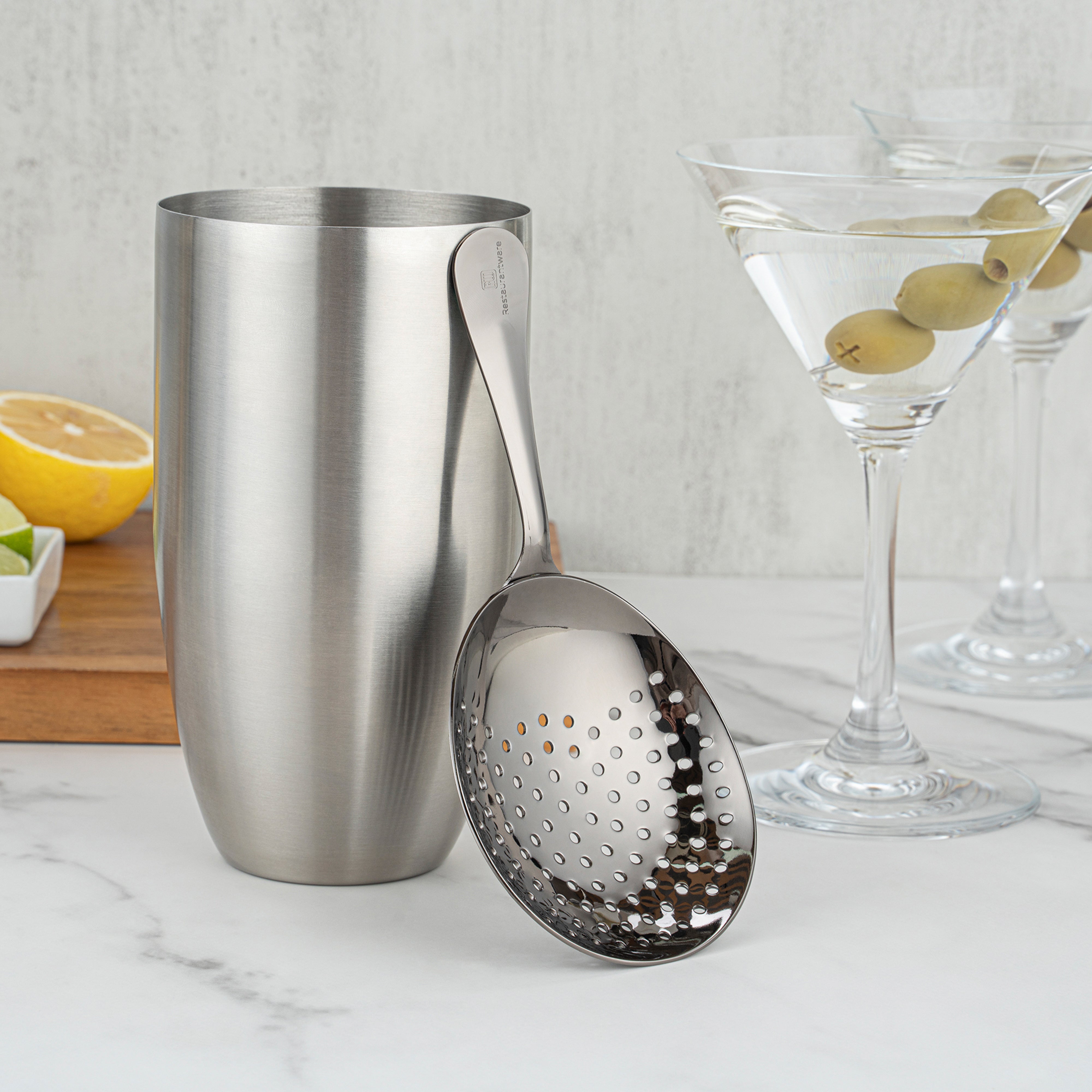 Premium Bar Lux Black Plated Stainless Steel Julep Strainer - 6.5 Inch Cocktail Tool for Mint Juleps & Mojitos - Perfect for Home Bars & Mixology Enthusiasts