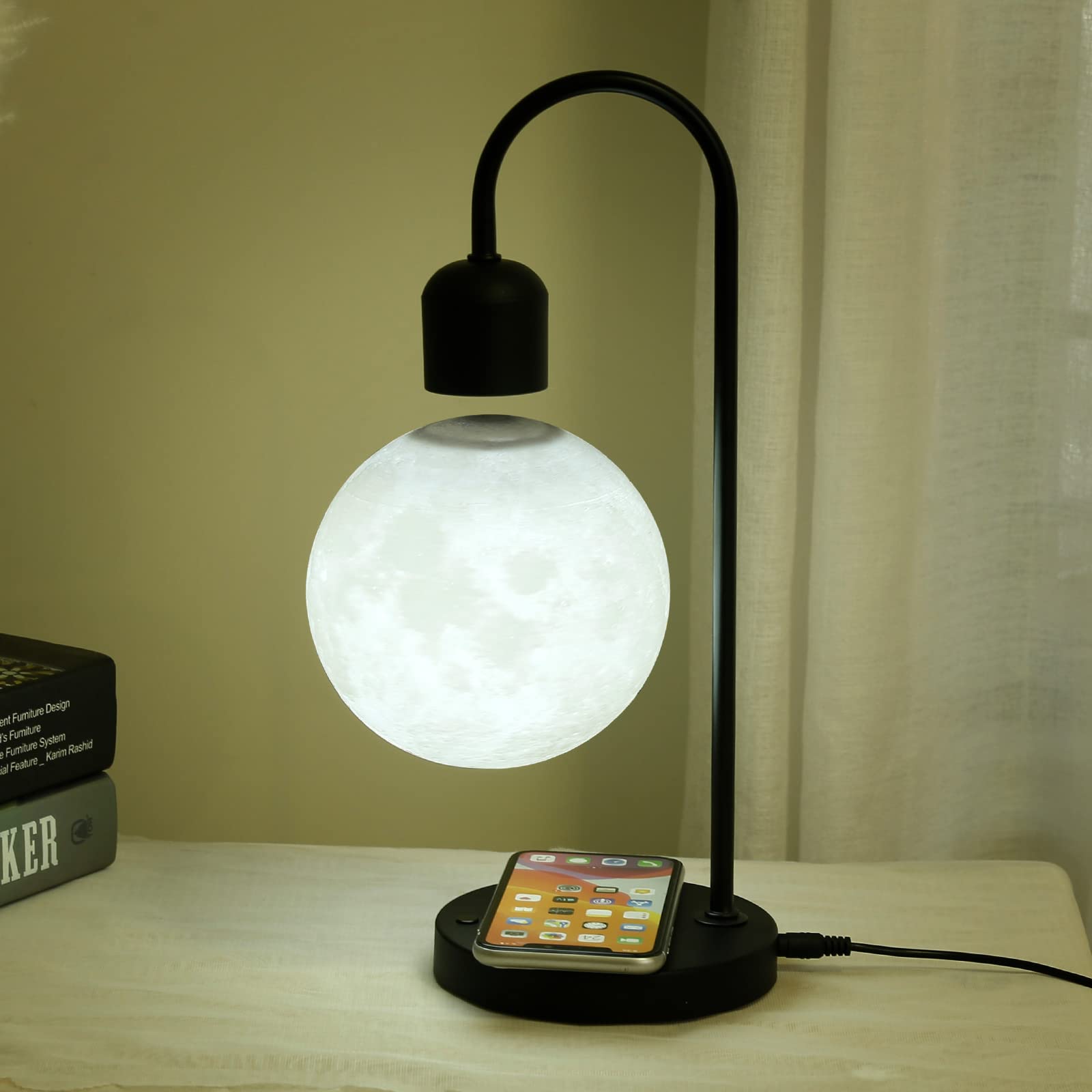 Wireless Charging Floating Moon Lamp with LED Levitating Ball - Magnetic Cloud Desk Night Light for Home, Office Decor, Gift for Friends & Family | Perfect for Bedroom, Living Room, and Relaxation Spaces