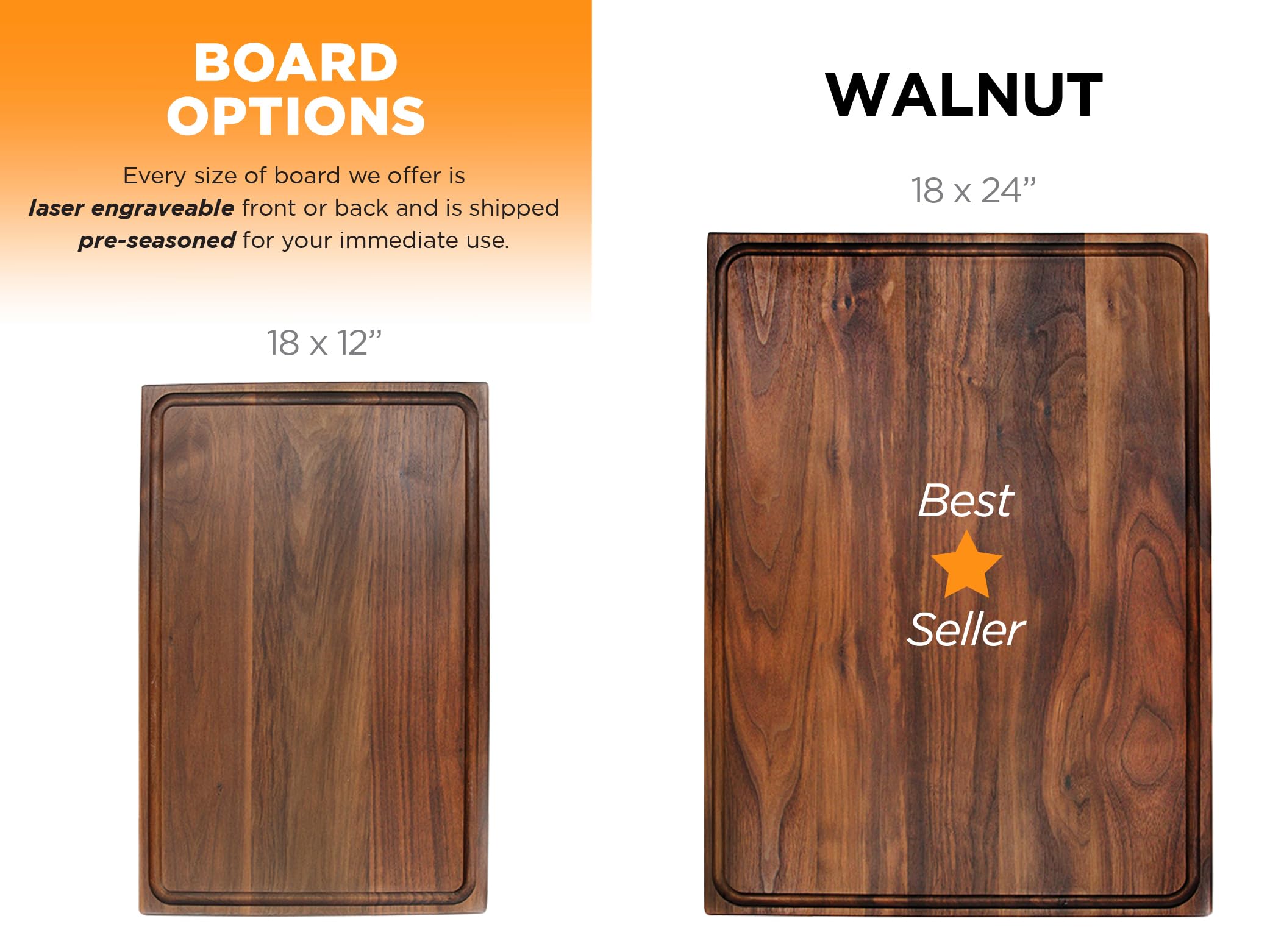 Custom Engraved Walnut Cutting Board - Extra Large FSC-Certified Wood, Personalized Wedding & Anniversary Gift, 100% Made in USA | Perfect for Kitchen Prep, Charcuterie Boards & Home Decor