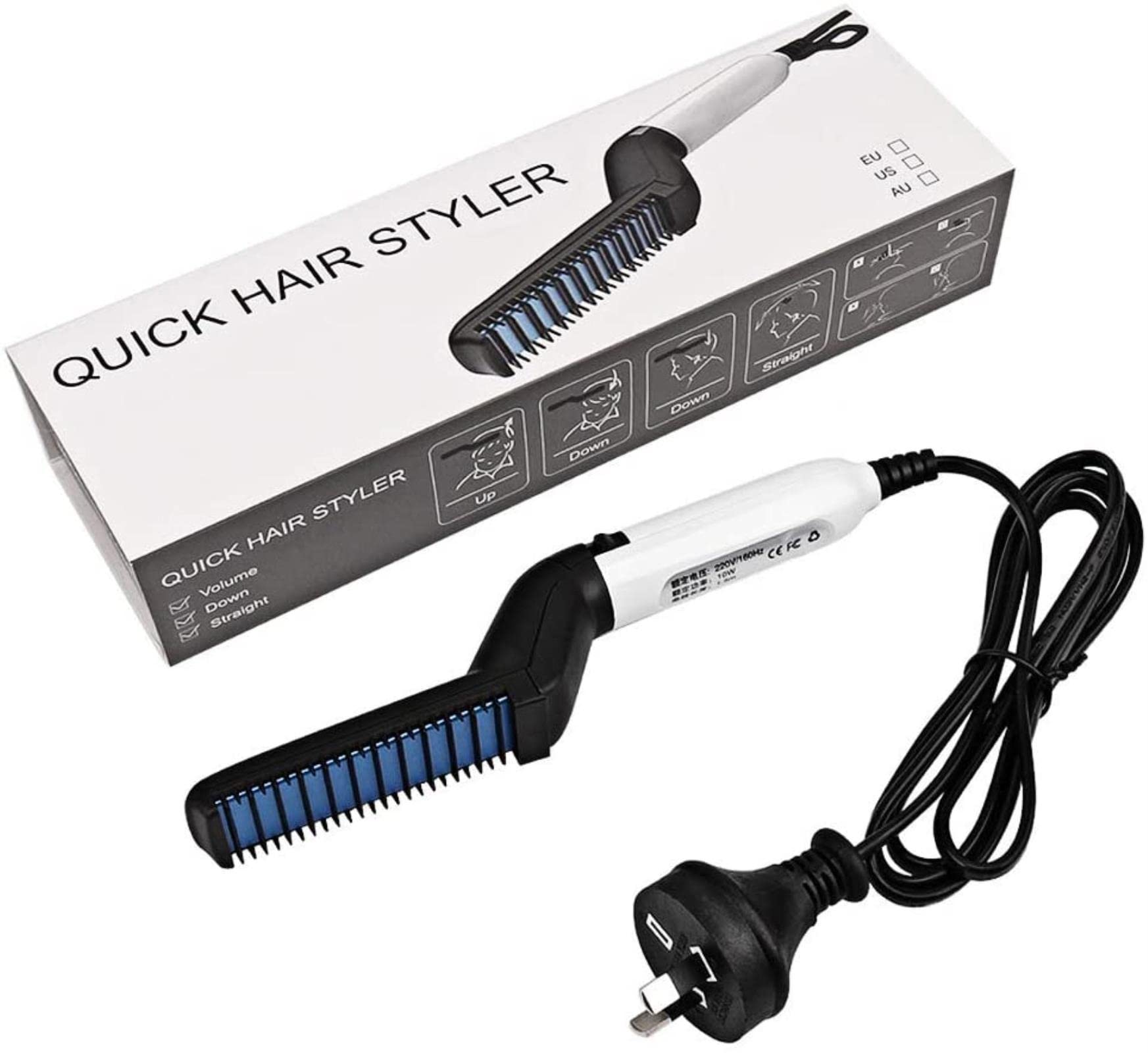 YANQIANG Men's Fast Beard & Hair Straightener Comb - Multifunctional Styling Tool for Curling, Straightening & Perming - Perfect for Home, Salon & Travel Use