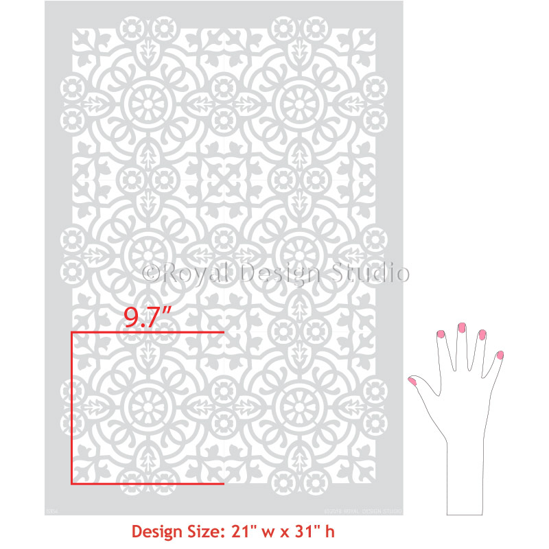 Isabella Tile Allover Stencil - Reusable DIY Wall & Floor Stenciling Kit for Home Decor, Bathroom, Kitchen Backsplash - Perfect for Painting Patterns on Tiles, Wood, Fabric & More