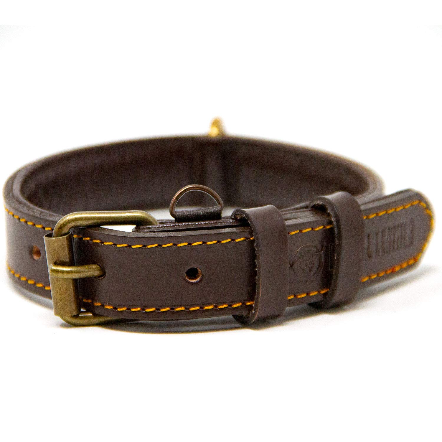 Premium Genuine Leather Dog Collar for Small Dogs - Soft Padded Full Grain Leather, Adjustable & Comfortable (Brown, Small) - Perfect for Daily Walks, Training & Outdoor Adventures