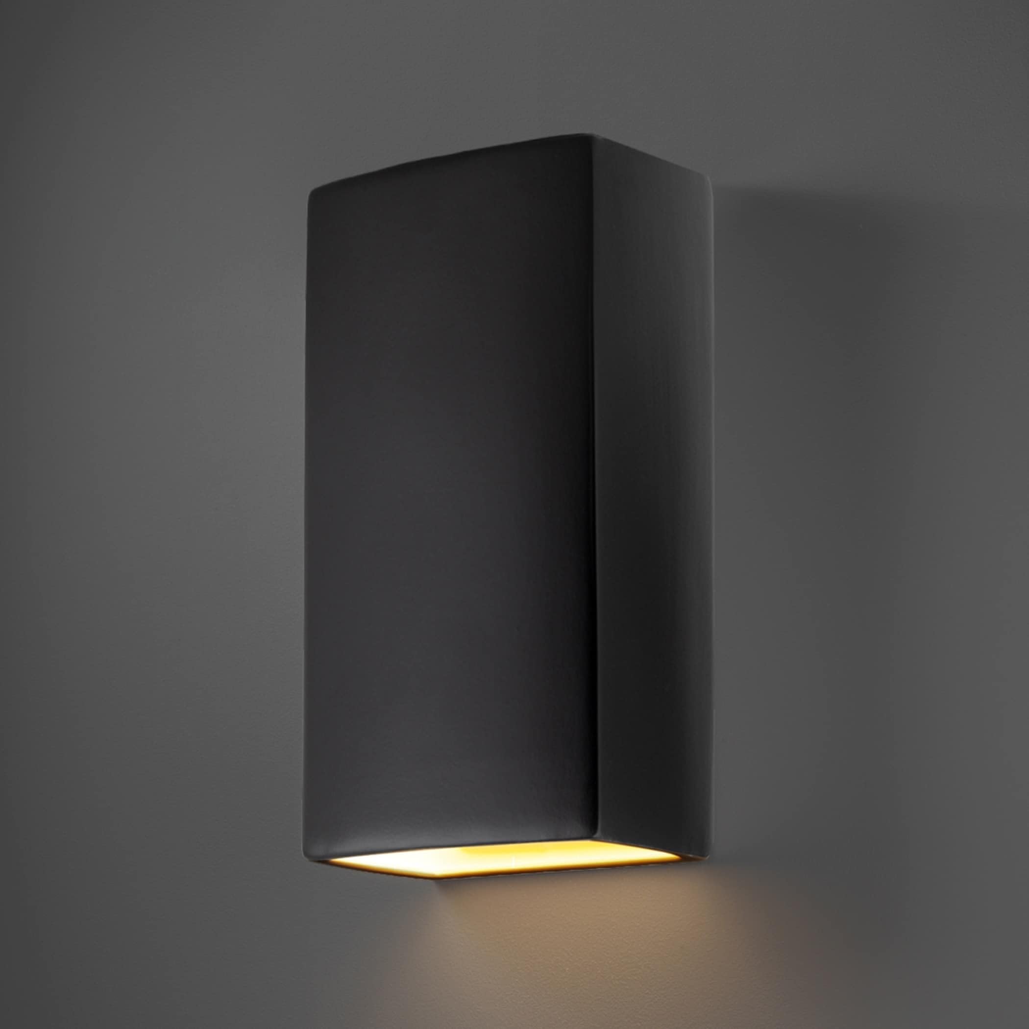 Ambiance Closed Top Big Rectangular Outdoor Wall Sconce in Carbon Matte Black Finish - Perfect for Porch, Patio, and Garden Lighting