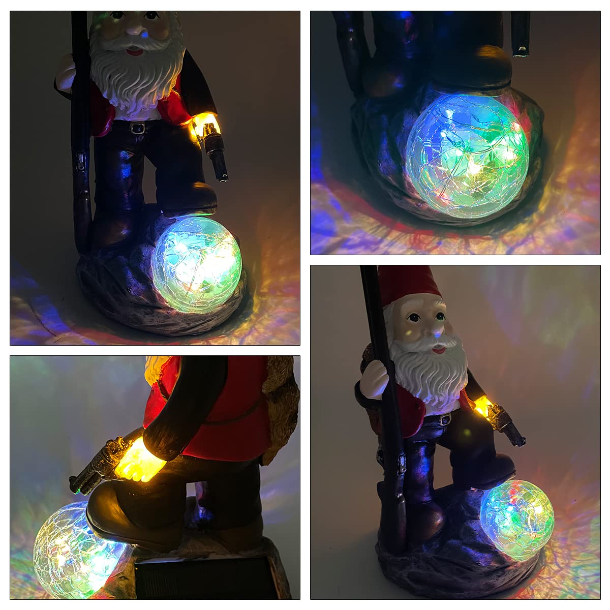 Solar-Powered Military Army Soldier Garden Gnome Statue with LED Lights - Outdoor Patio, Lawn & Porch Decor - Unique Valentine's Day Gift for Men - Perfect for Garden, Yard & Home Defense Theme Decoration